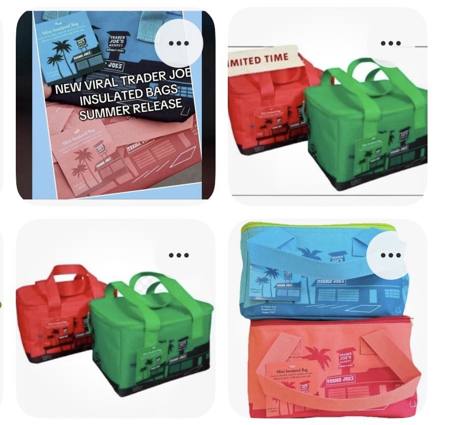 Trader Joe’s Mini Insulated Tote Bag Bundle 4 Colors Peach Sea Blue Green Red🛍️