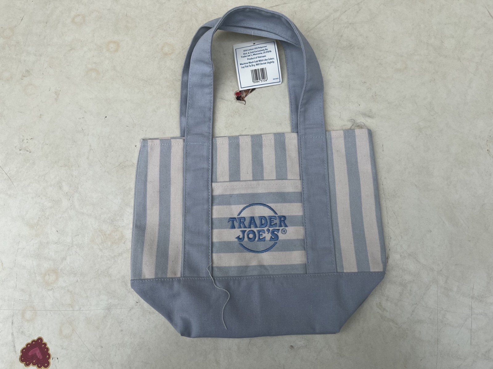Trader Joe’s Limited Mini Canvas Pastel Striped Tote Bag 2026 Blue NEW w/ Tags