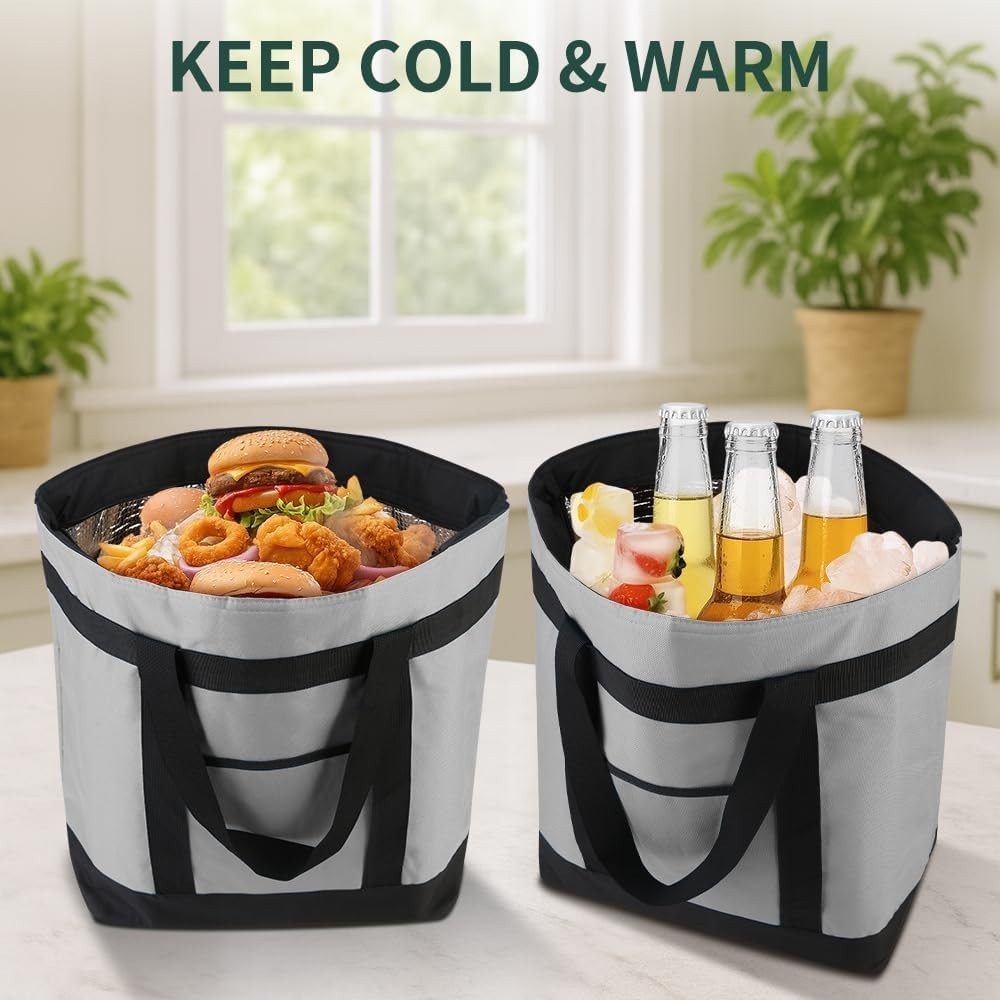 Versatile 39L 2PK Reusable Grocery Bags with Insulation & Side Pockets