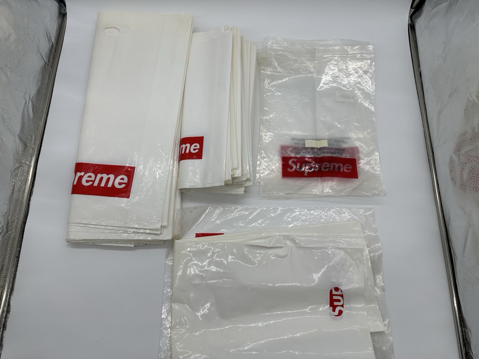 Supreme Authentic Shopping Bags Lot (55 Total) – Mixed Sizes + Skateboard Bag