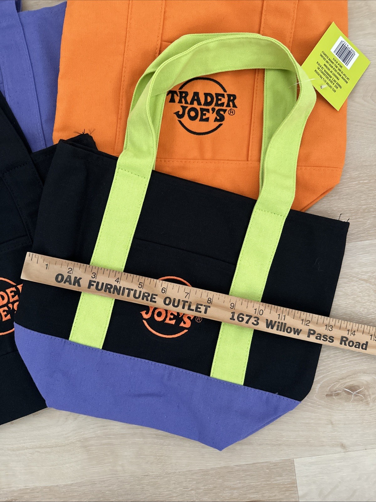 Trader Joes Mini Canvas Tote Bag Set of 4 Halloween trick or treat