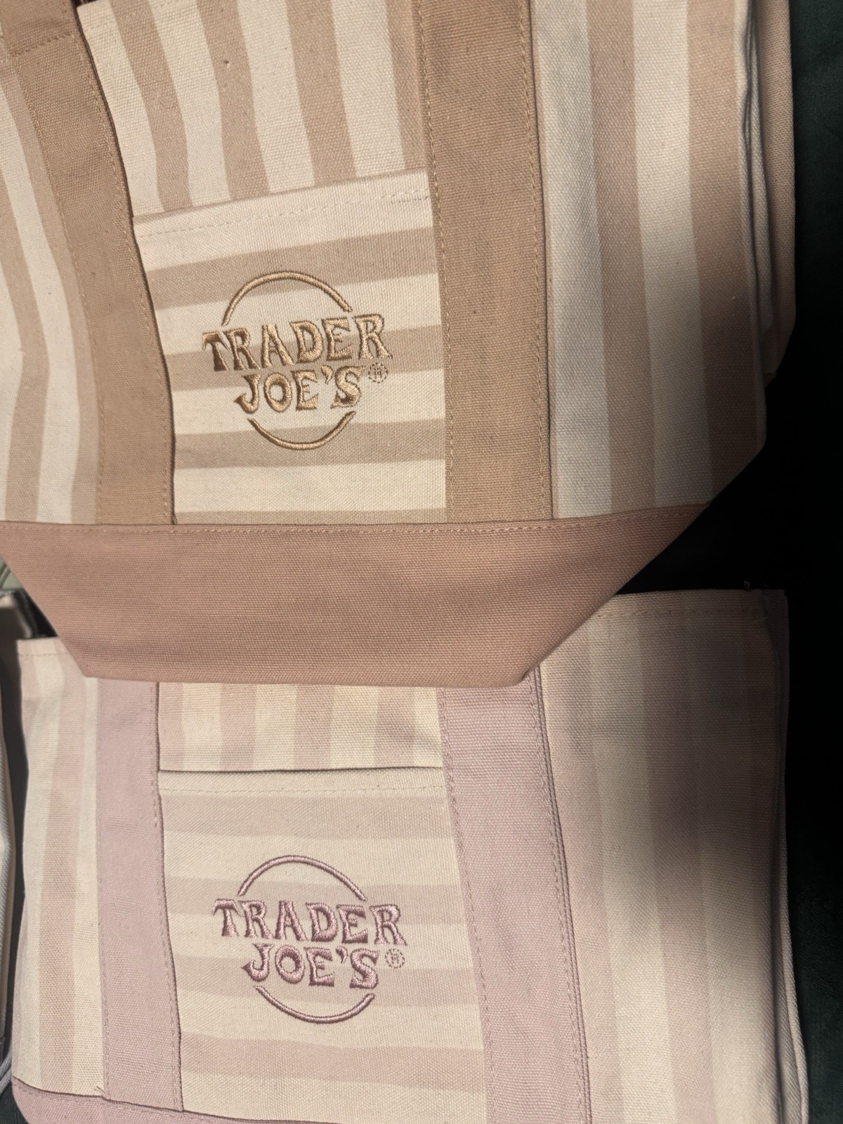 Trader Joe’s Lot of 4 Reusable Striped Tote Bags Multicolor Small 11x6x12