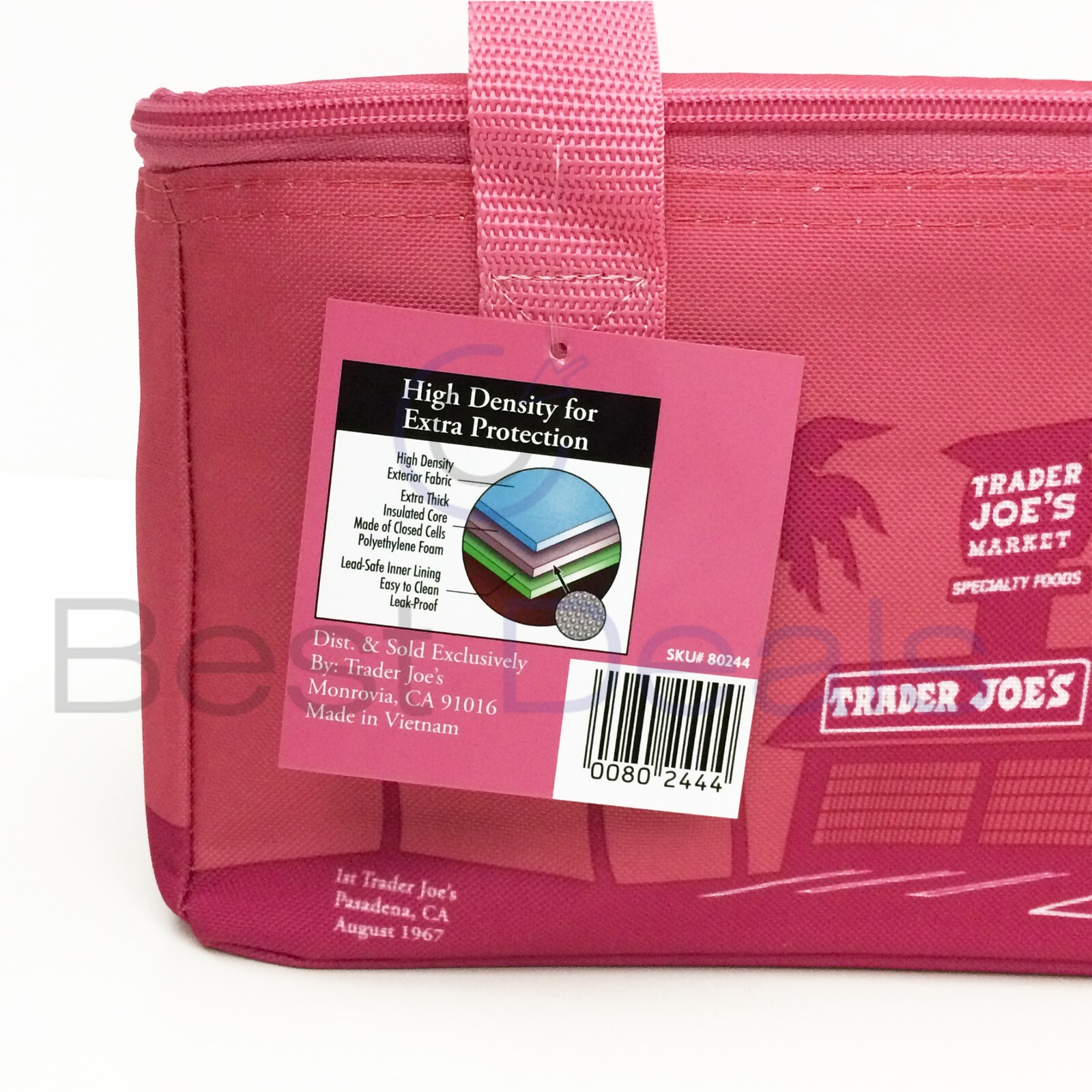 2 Pack Trader Joe’s Valentines Day Mini Insulated Tote Bag Pink