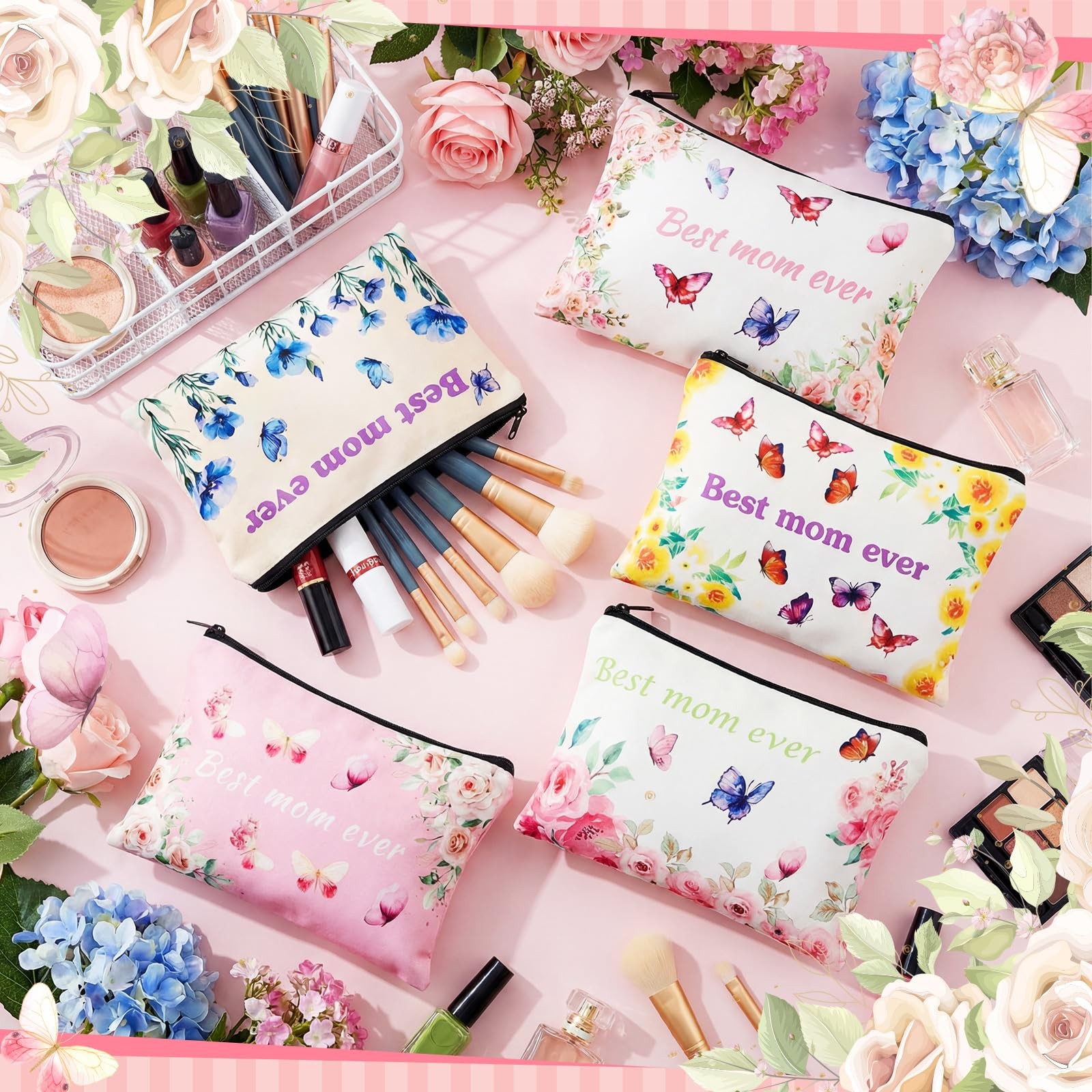 Tallew 30 Pcs Best Mom Ever Makeup Bags Gifts for 9 x 6 inches, multicolor