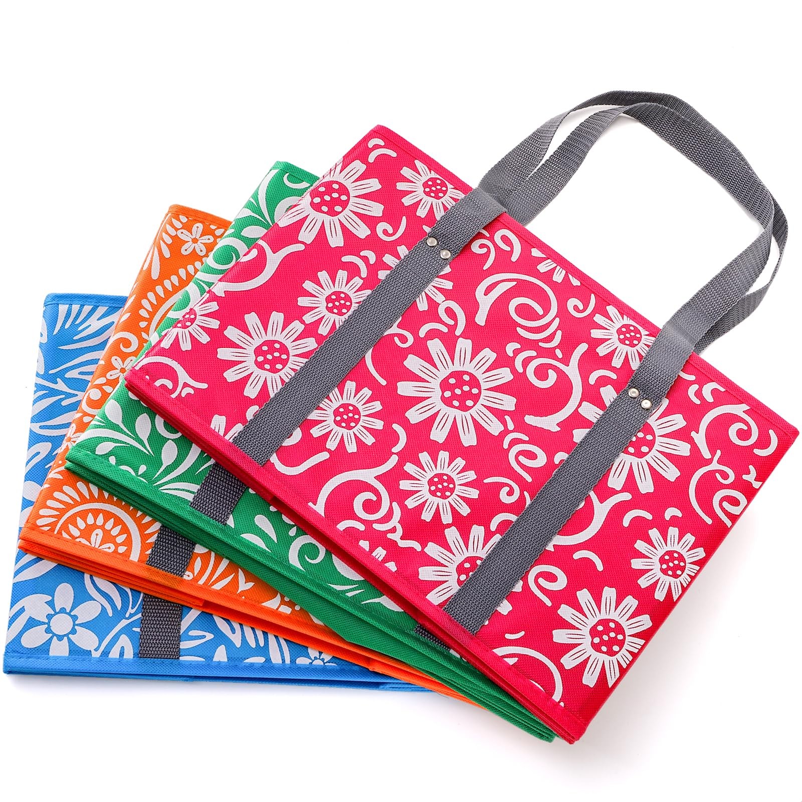 4 Pack Reusable Grocery Bags, Collapsible Large Storage Box Bag with Reinforc…