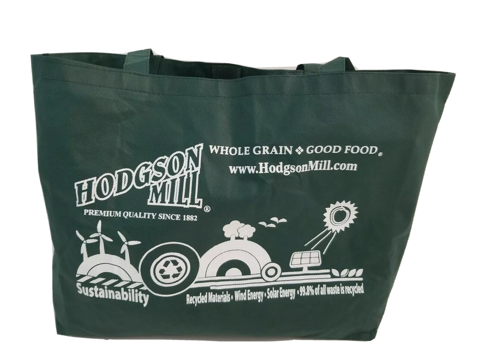 Hodgson Mill Promo Grocery Tote Green Recycled Materials 16 x 13 x 5 Inch