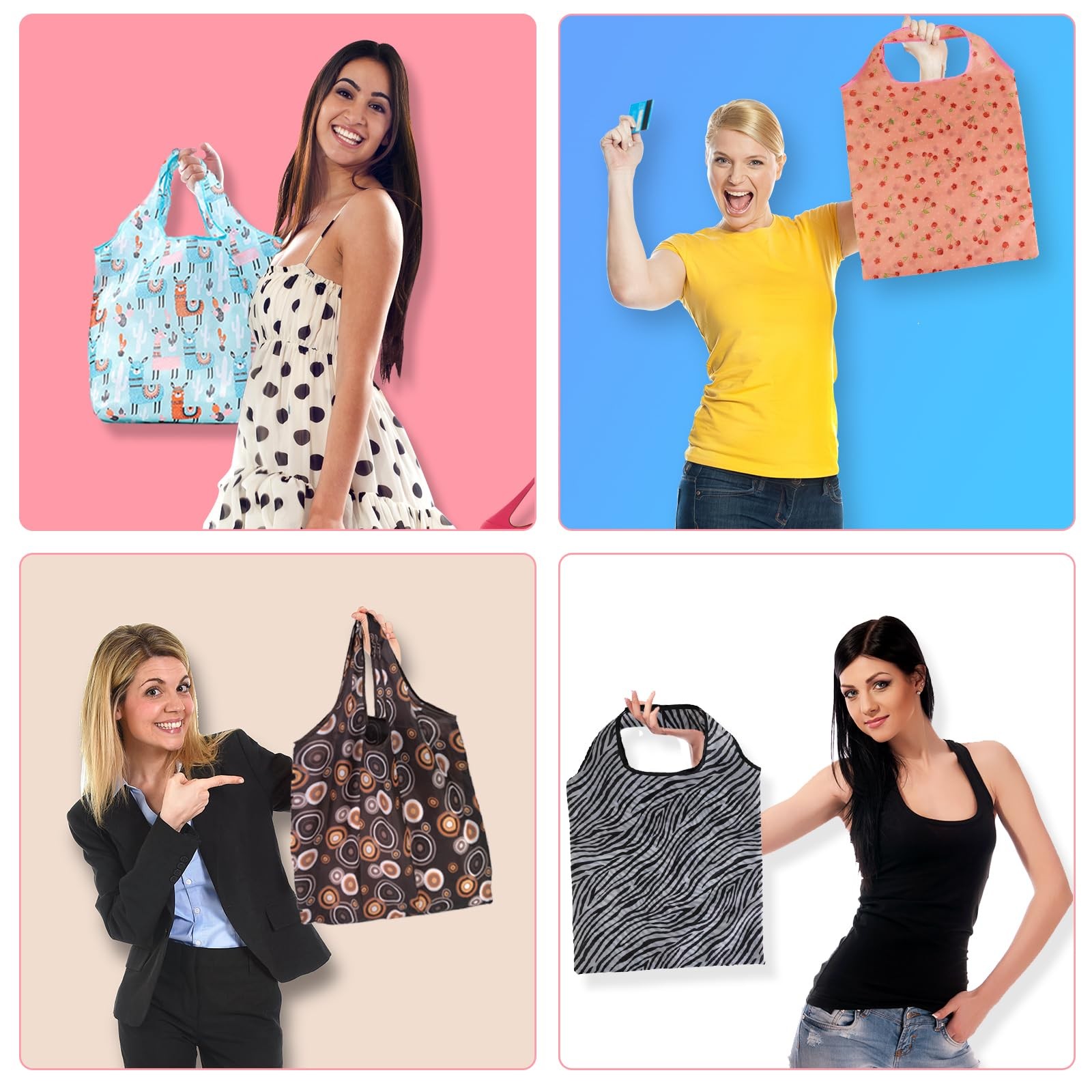 Floral Reusable Grocery Bag Foldable Waterproof Machine Washable Tote 35 PCS