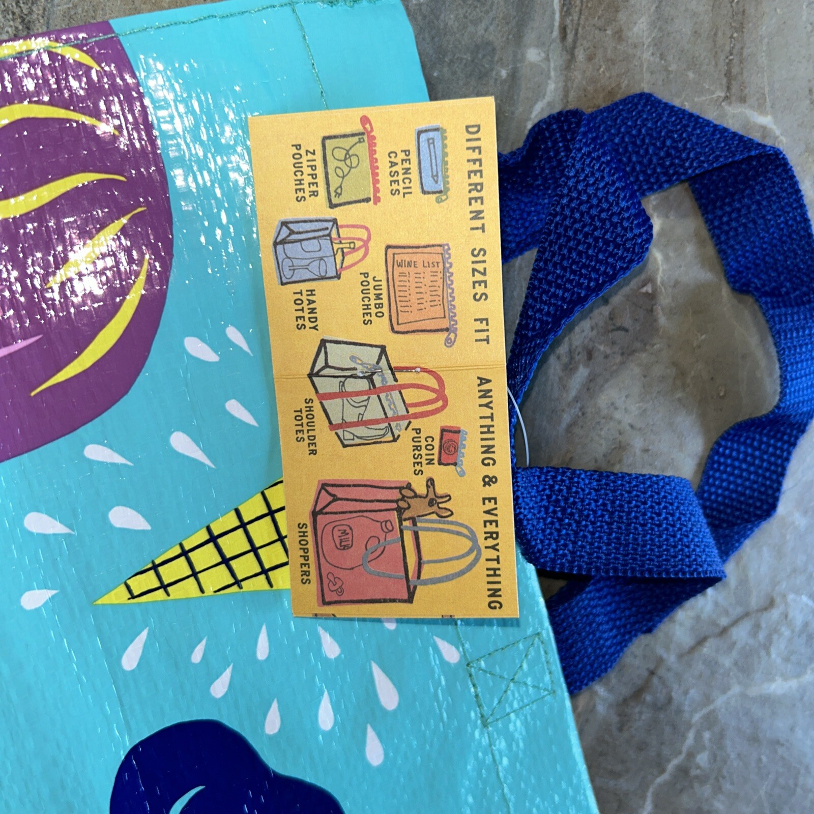 Blue Q HANDY TOTE 95% Post Consumer Materials Cool Reusable Green Lunch Gift Bag