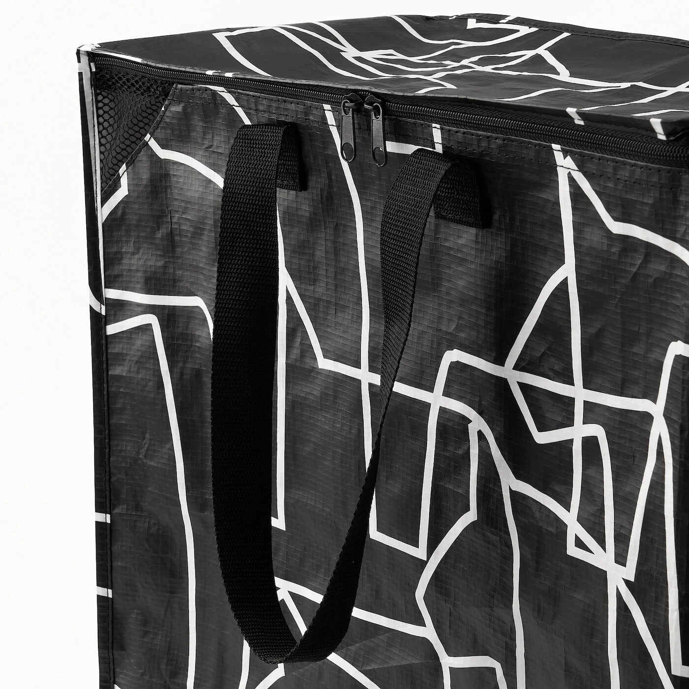 Ikea Hasthage Shopping Bag Dala Horse Black White 15x6x16.5 NEW Zipper LARGE