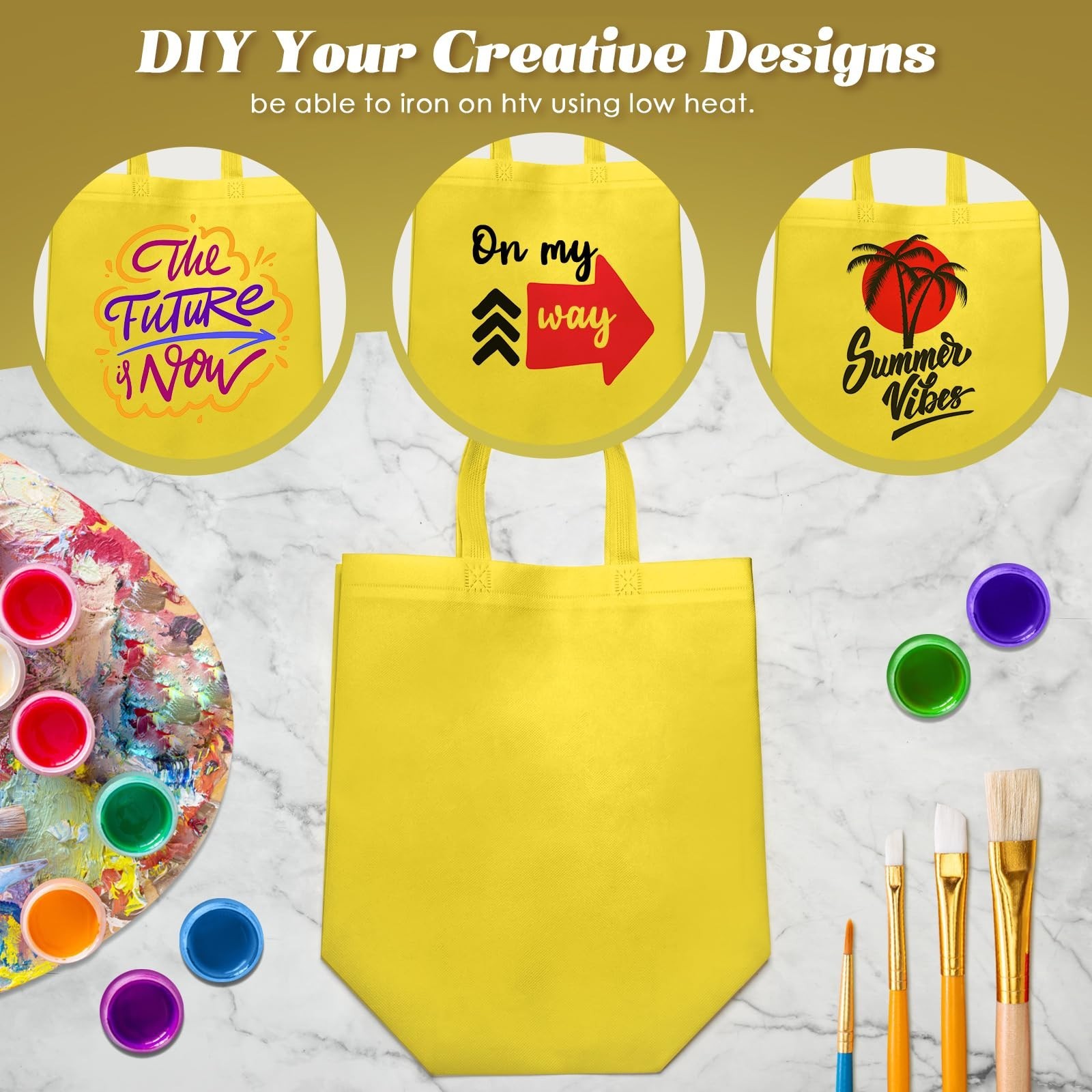 100 PCS Reusable Tote Bags – Non-Woven Grocery Shopping Bags for Events & Retail