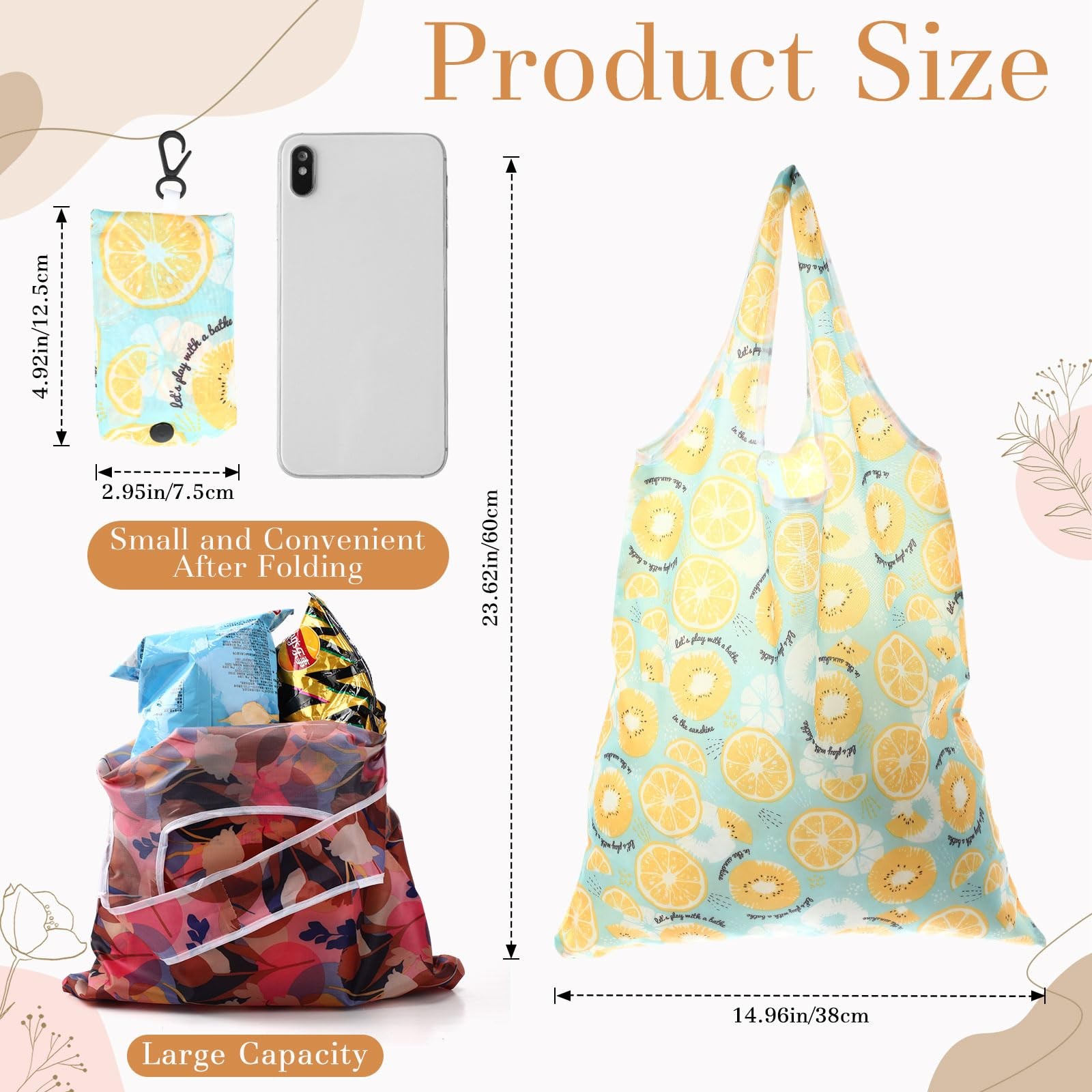 46 Pcs Foldable Reusable Grocery Bags Bulk Machine Washable Waterproof Shoppi…
