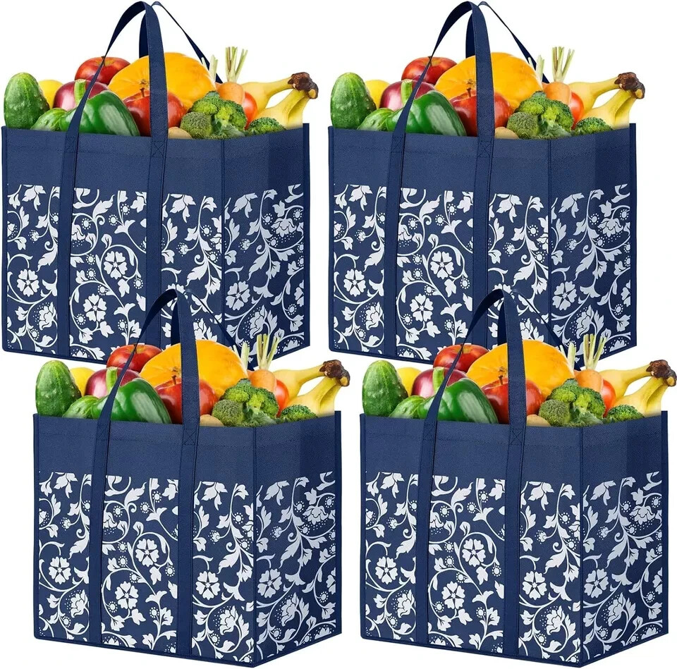 WOWBOX Reusable Grocery Bags Foldable Tote Bags bulk with Reinforced Handles …