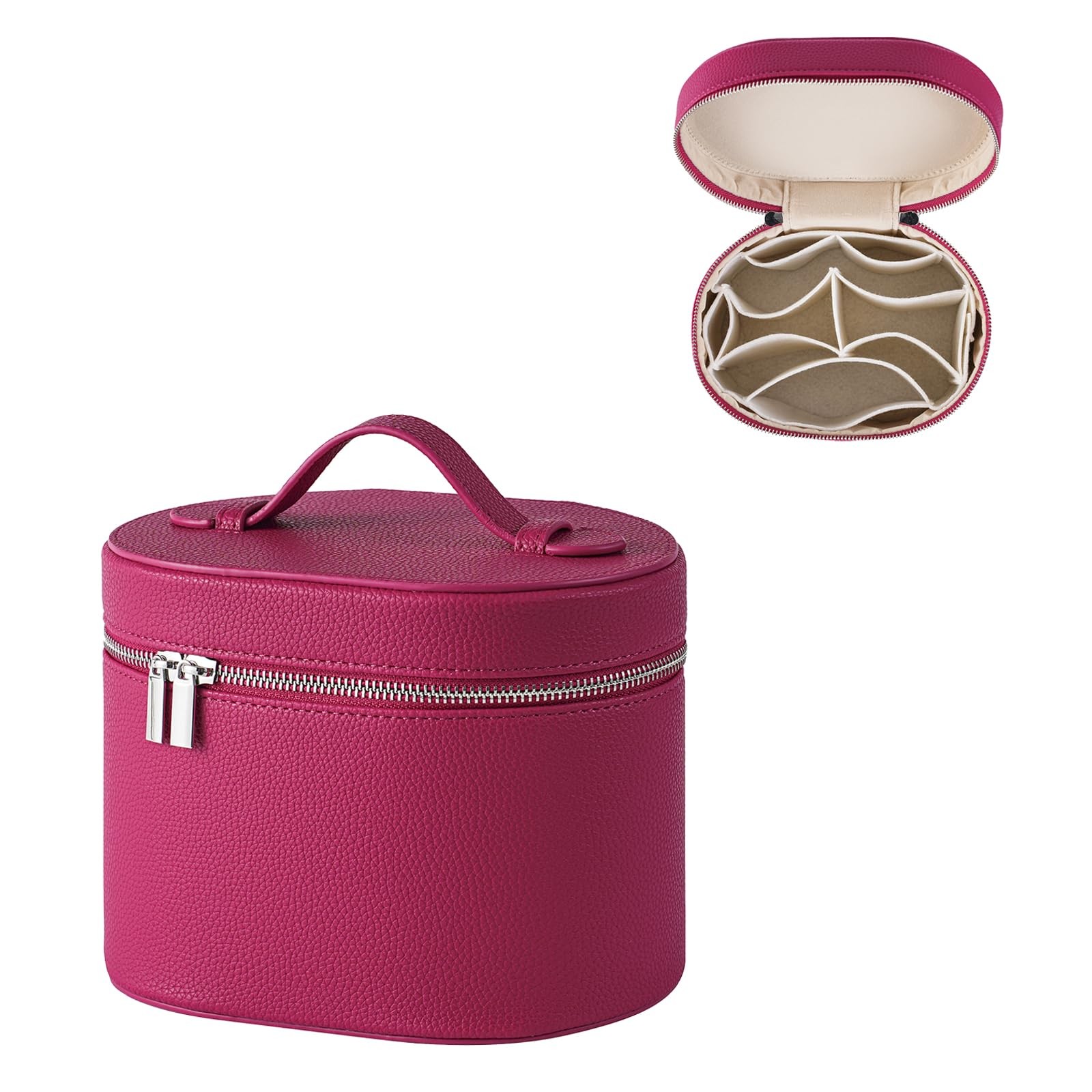 RSRSLEII Aesthetic Makeup Bag, Travel 8″L x 5.7″W x 6″H, 05Hot Pink