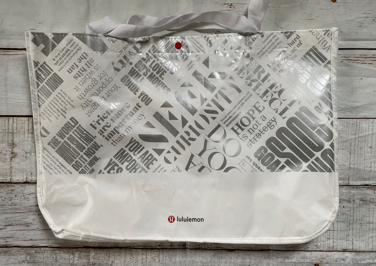EXTRA LARGE Lululemon Reusable Shopping Bag – Manifesto White Silver