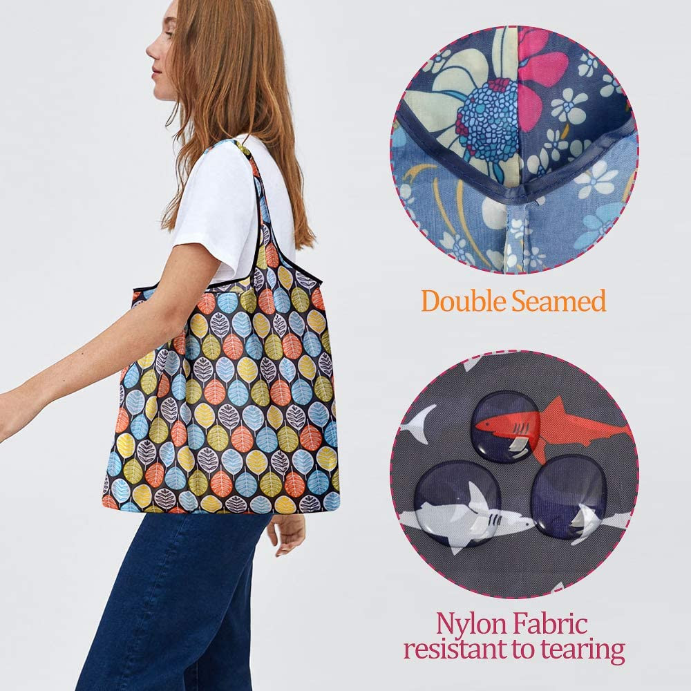 10 Pack Reusable Grocery Shopping Bags, Foldable Shopping Bags Grocery Tote with