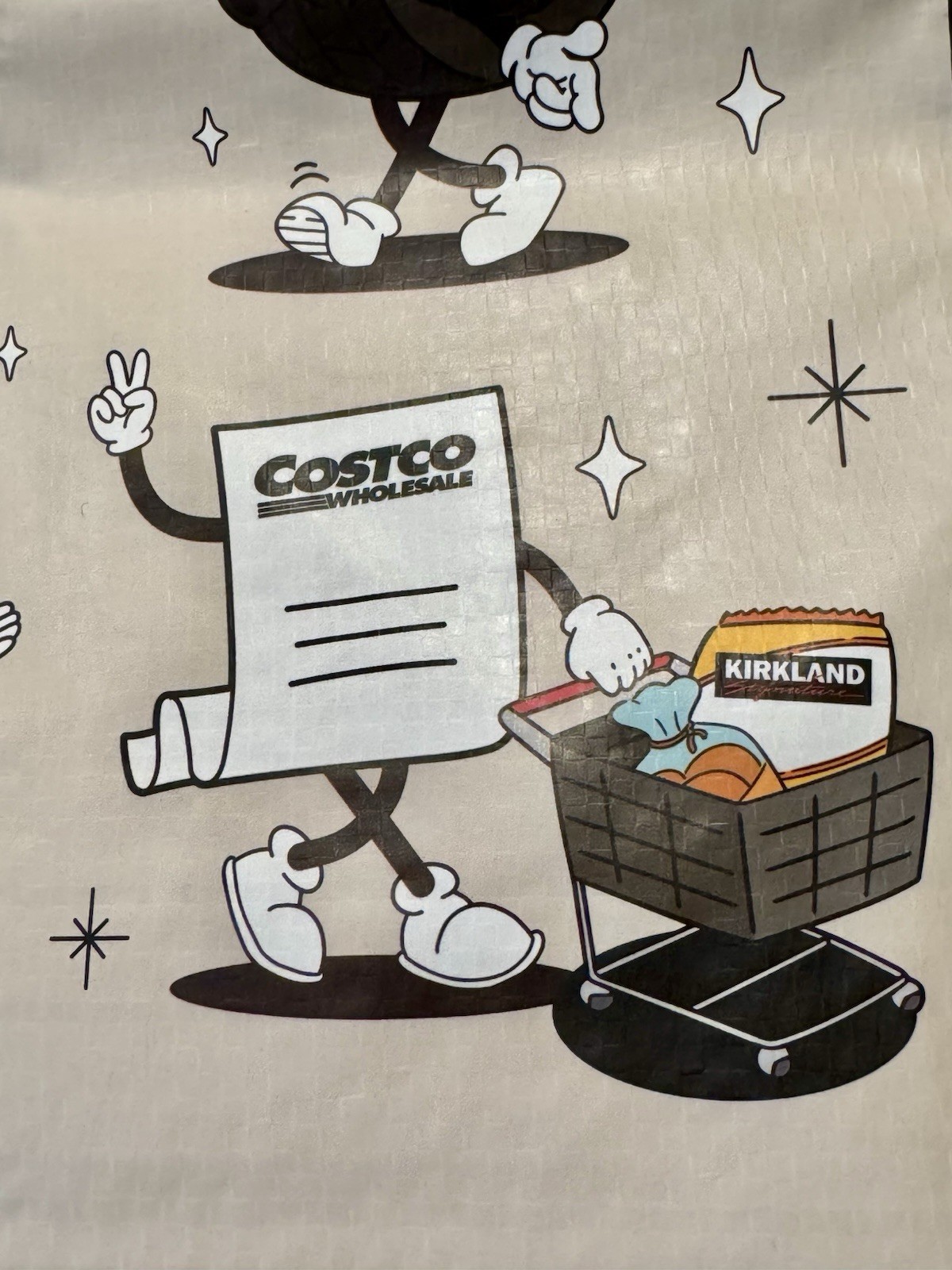 Costco Cartoon Highlights Reusable Shopping Tote Kirkland Heavy Duty SINGLE BAG