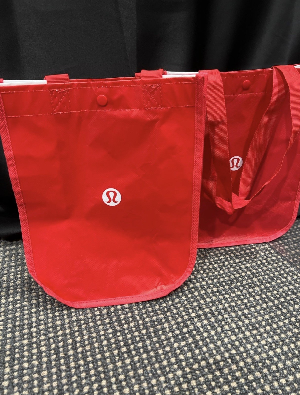 Lululemon Small Red And White Logo Reusable Shopping Bag