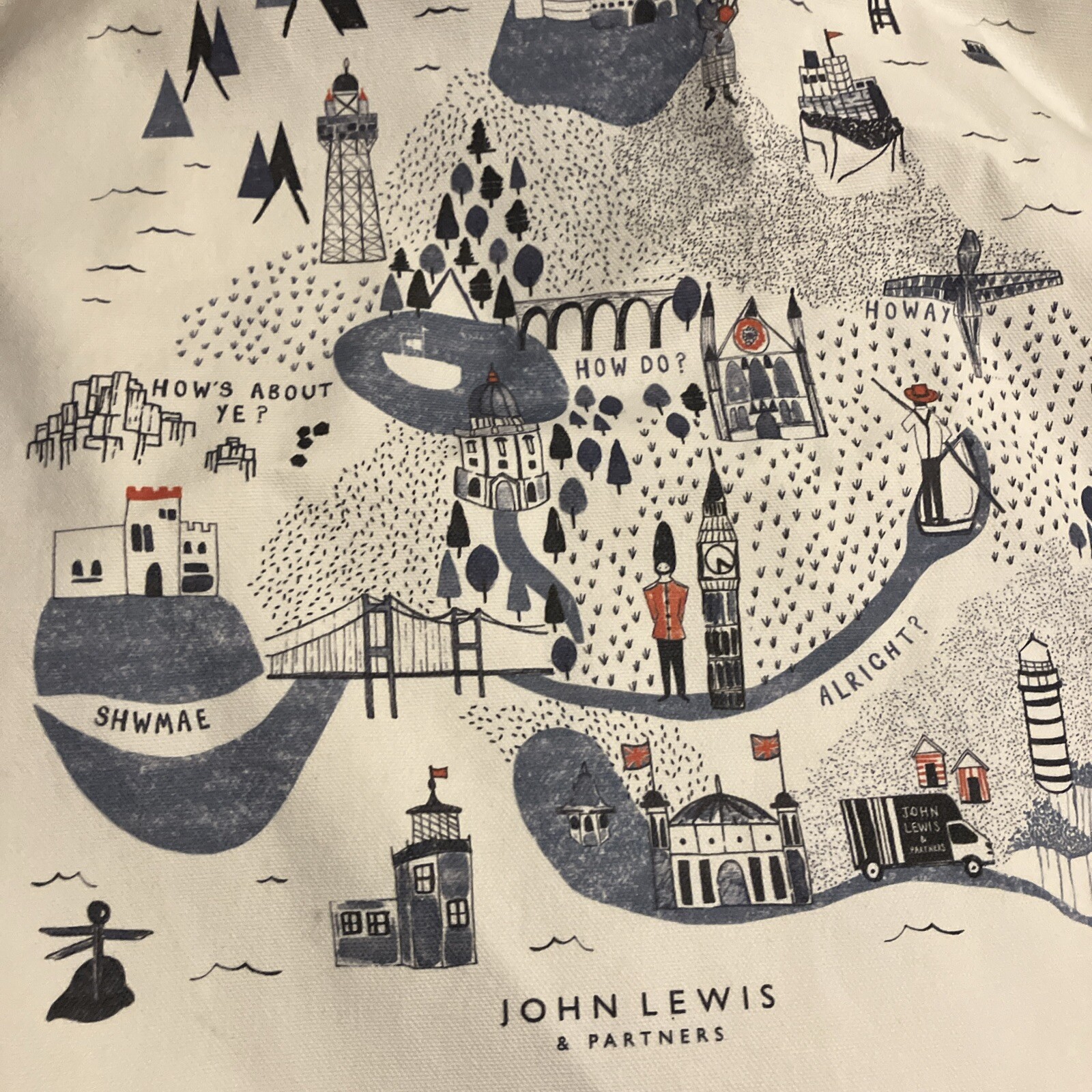 John Lewis UK Tote Bag London England Scotland Wales Northern Ireland 2024 New