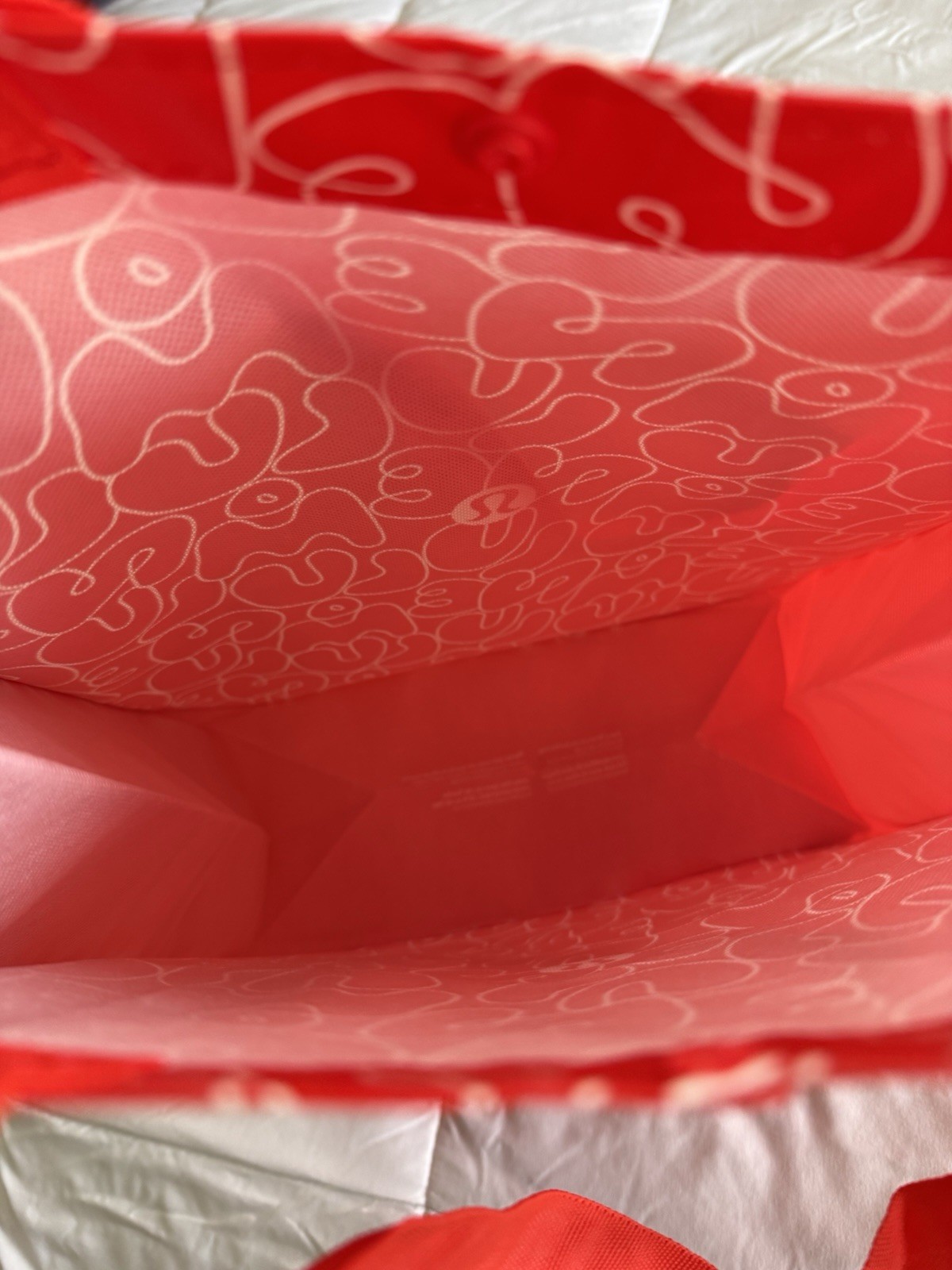 New Lululemon Reusable Shopping Tote Bag Large Red & White Tote Limited Edition