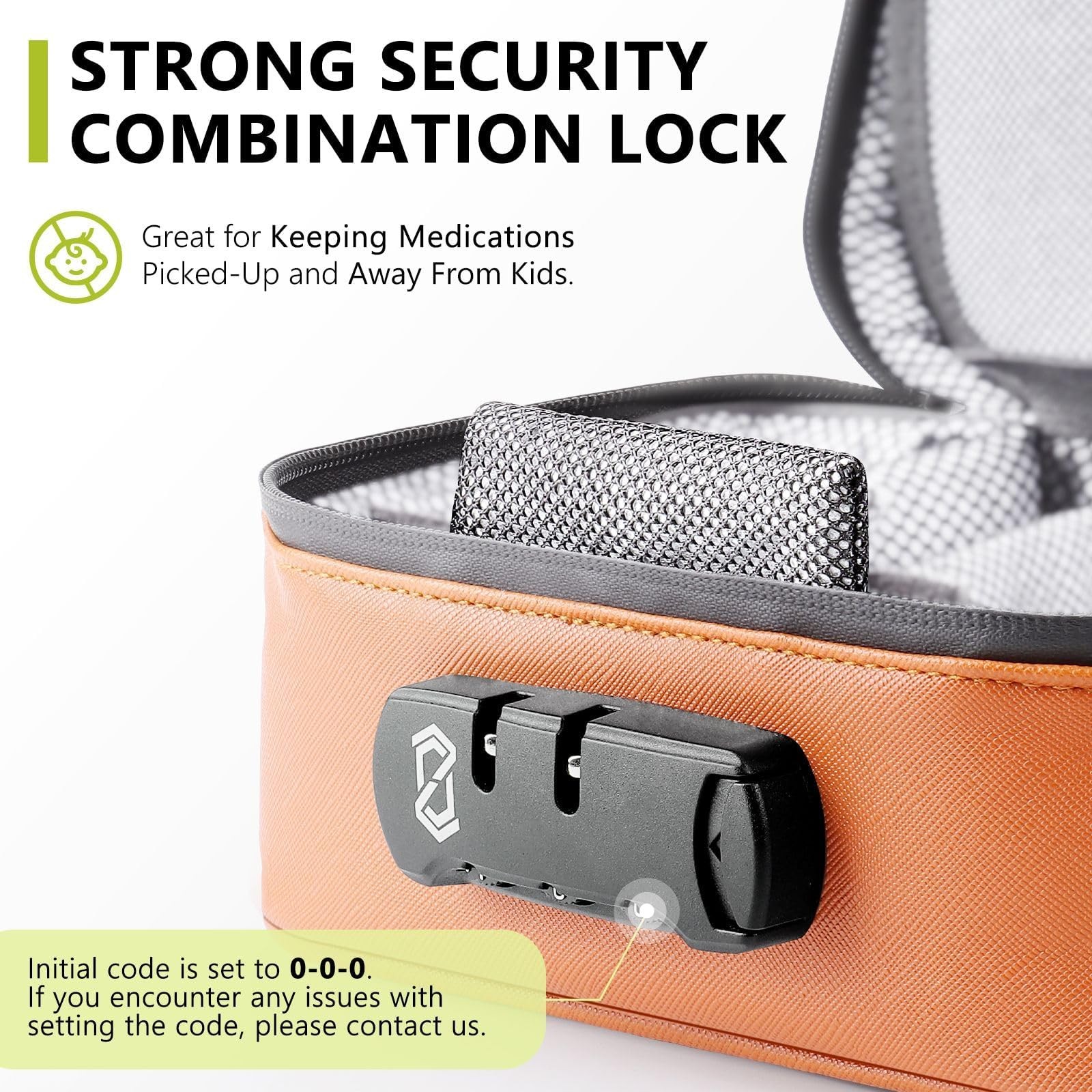 OZCHIN Smell Proof Bag with Combination Lock File Organizer Case M, Brown