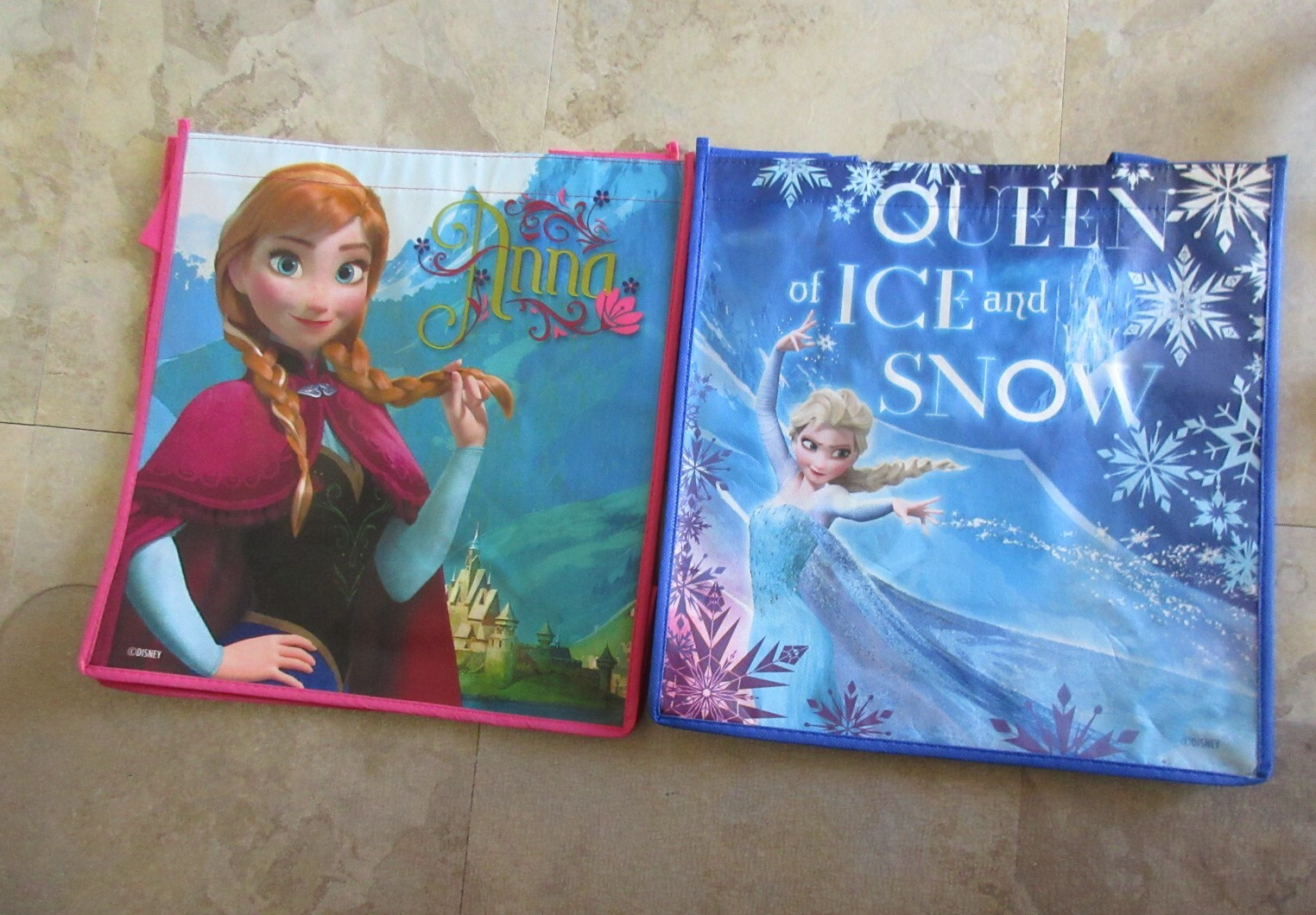 Frozen Reusable Shopping Totes Lot of 2: Elsa and Anna NWT