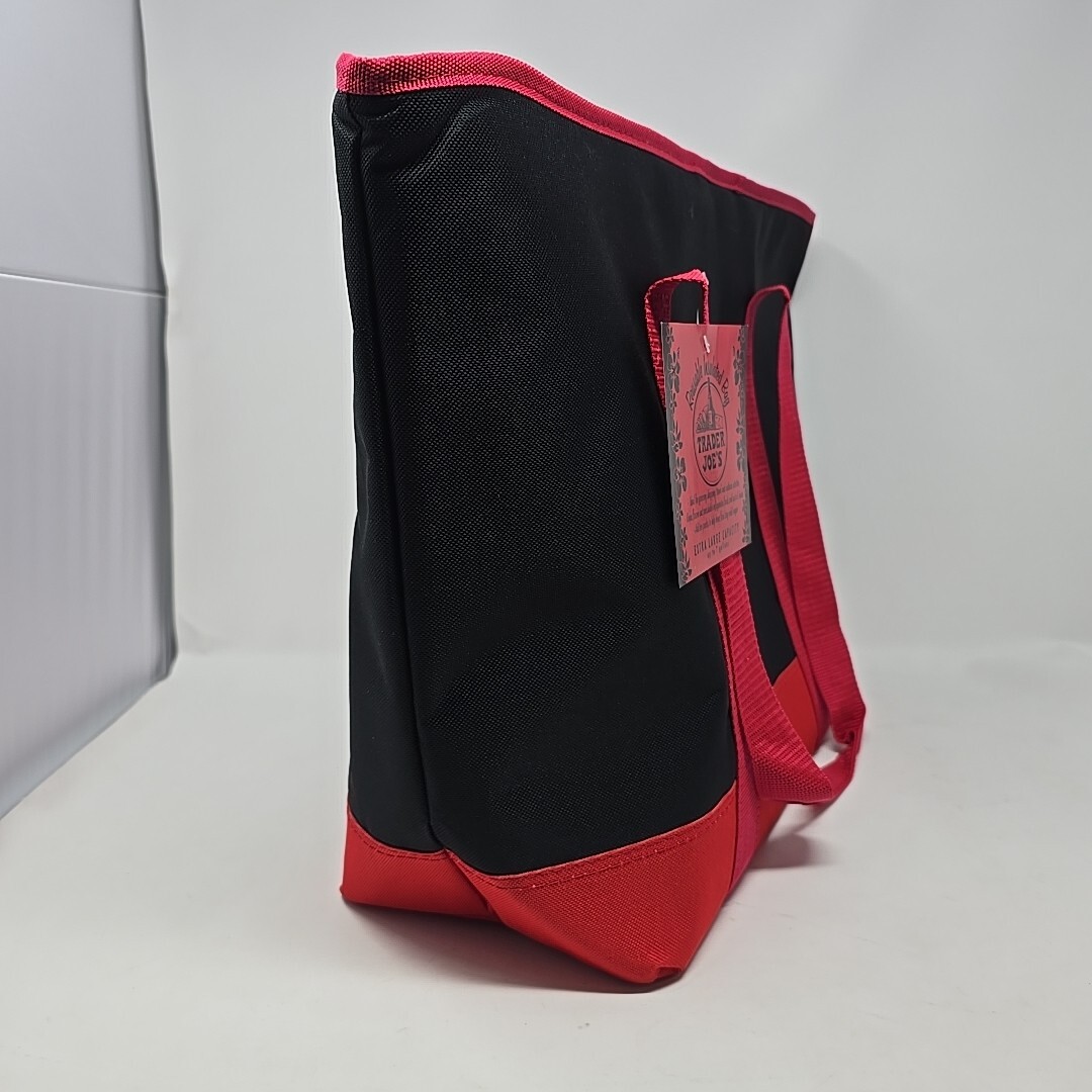 Trader Joe’s Black Red Insulated Large Cooler Tote Reusable Shopping Bag NWT
