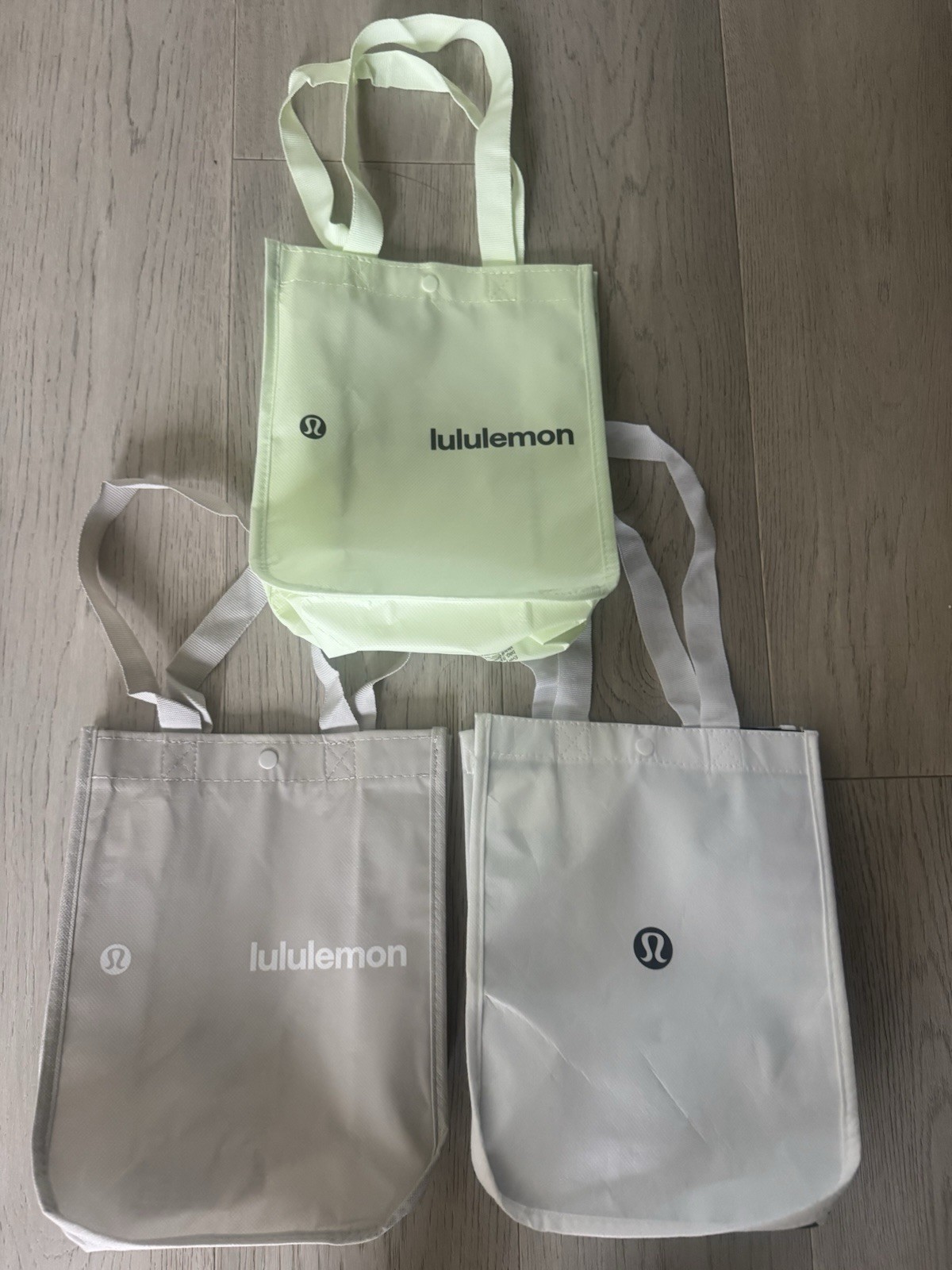 3 Lululemon Reusable Shopping Gift Bags Red Tote Lot Hot Yellow White Beige