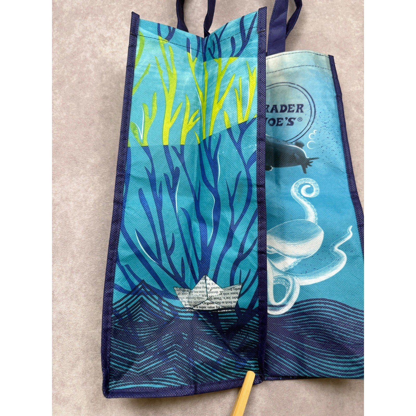 Trader Joe’s Reusable Cloth Tote Shopping Bag Ocean Marine Clownfish Scuba Diver