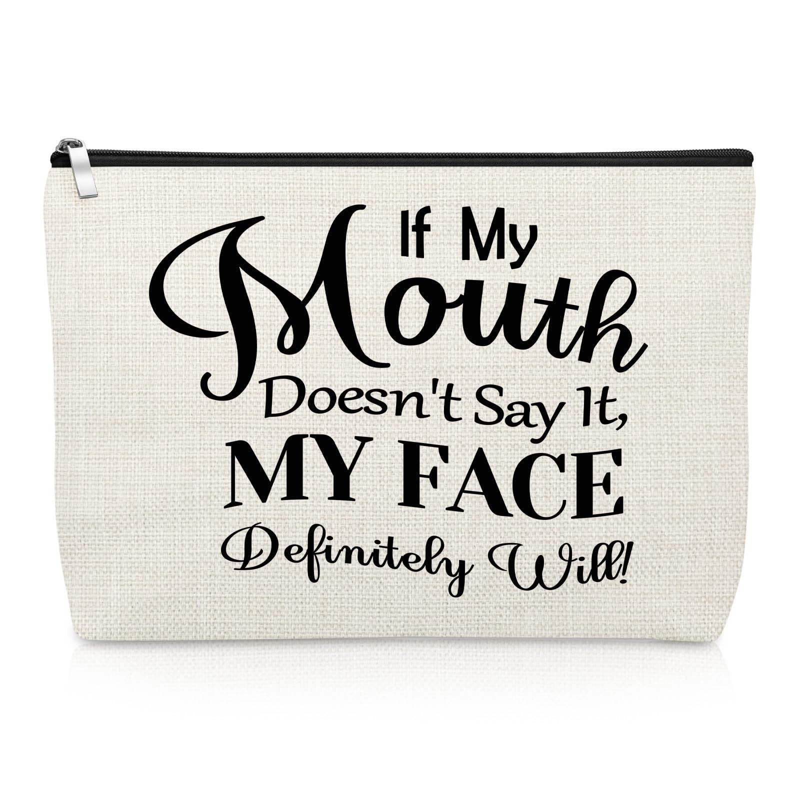 Funny Gifts for Women Friends Makeup Bag Sarcastic Off White
