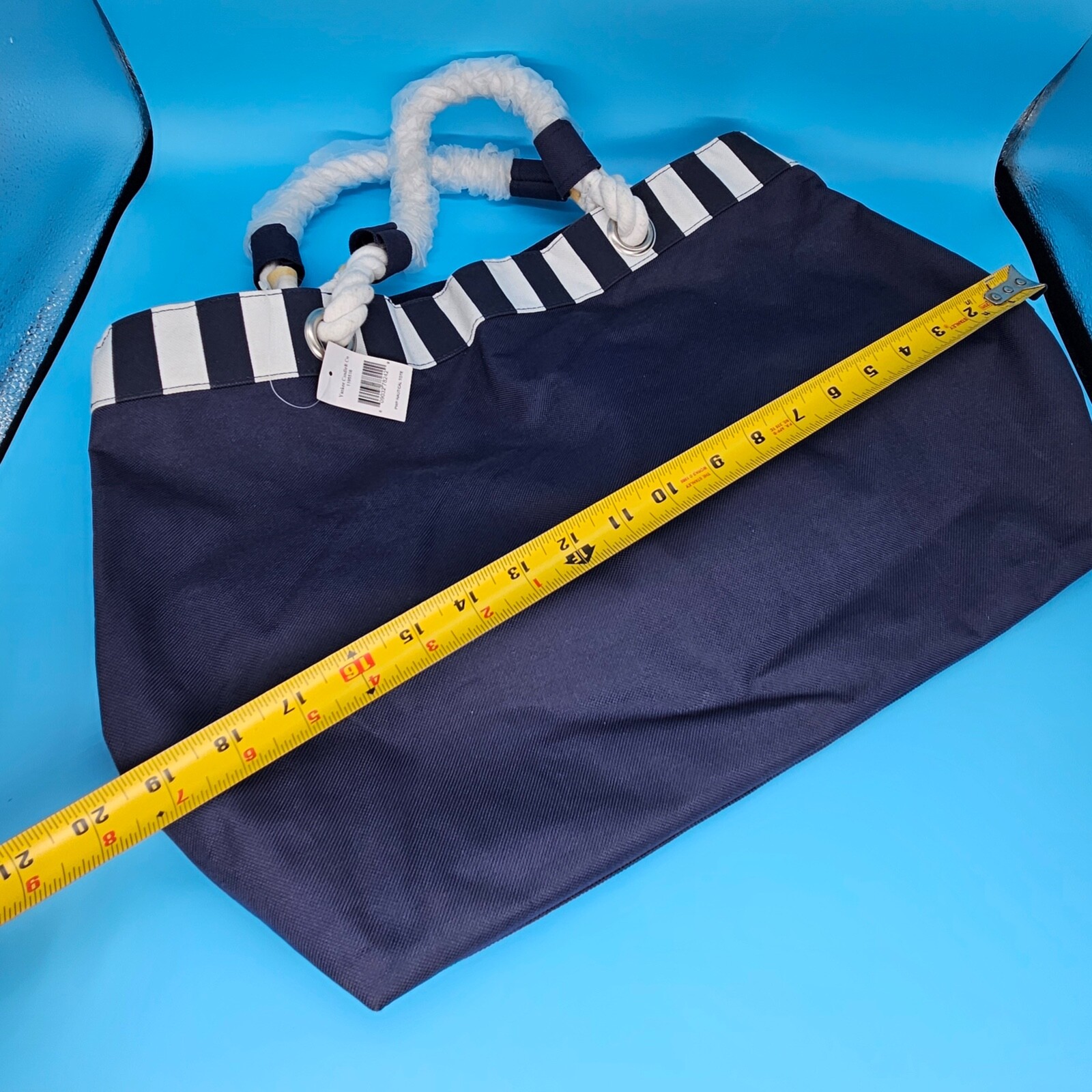YANKEE CANDLE Navy Blue Tote Bag Nautical Ltd Edition Rope Handles Beach New