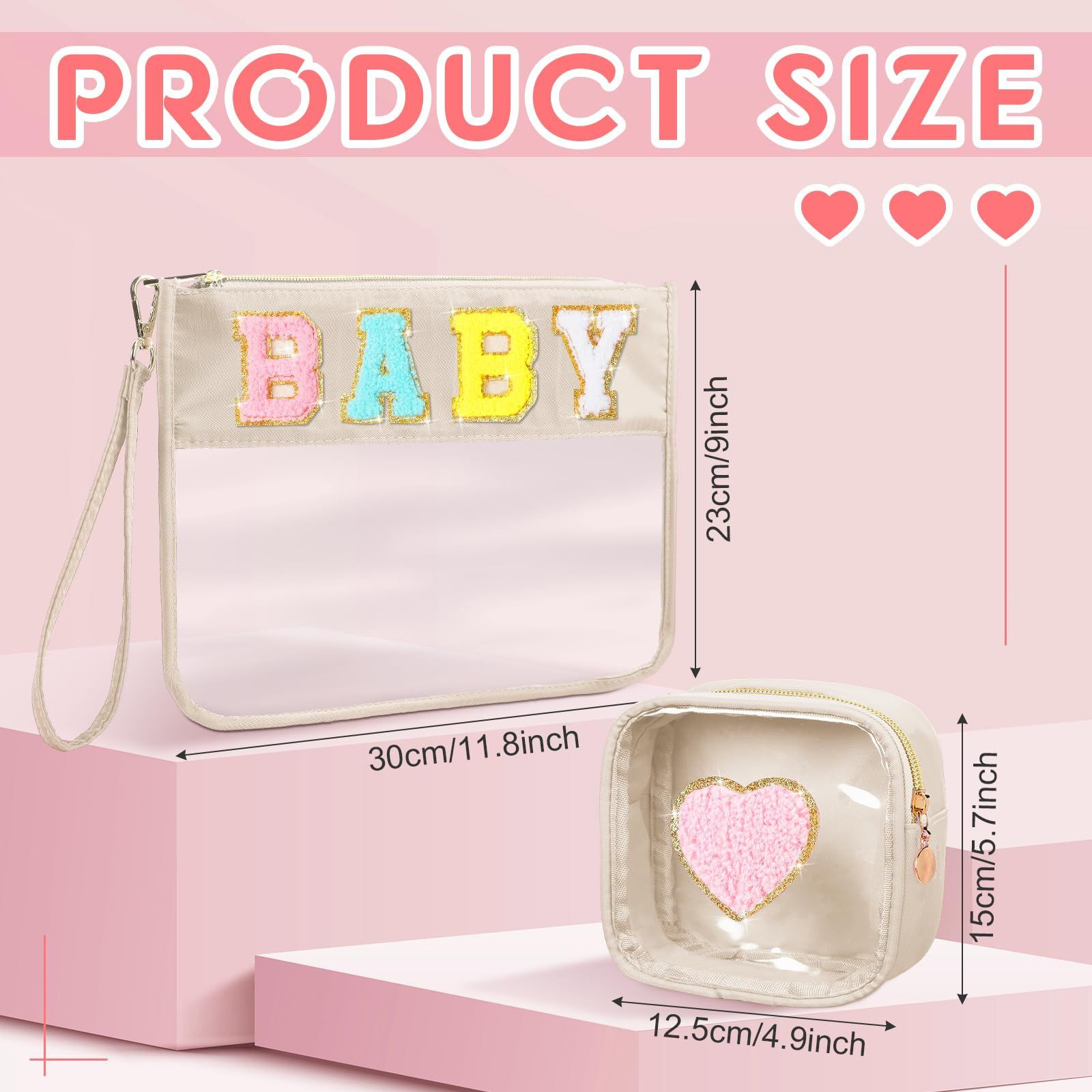 Hillban 2 Pcs Pool Bag Makeup Cosmetic Clear Sunscreen Toiletry White