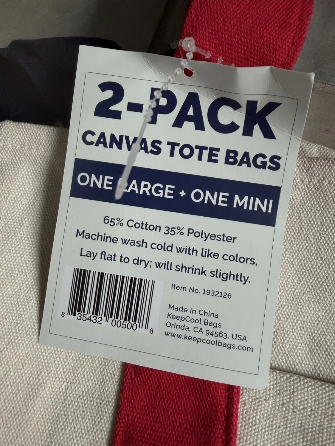 COSTCO JAPAN CANVAS TOTE BAG SET of 2 *BRAND NEW