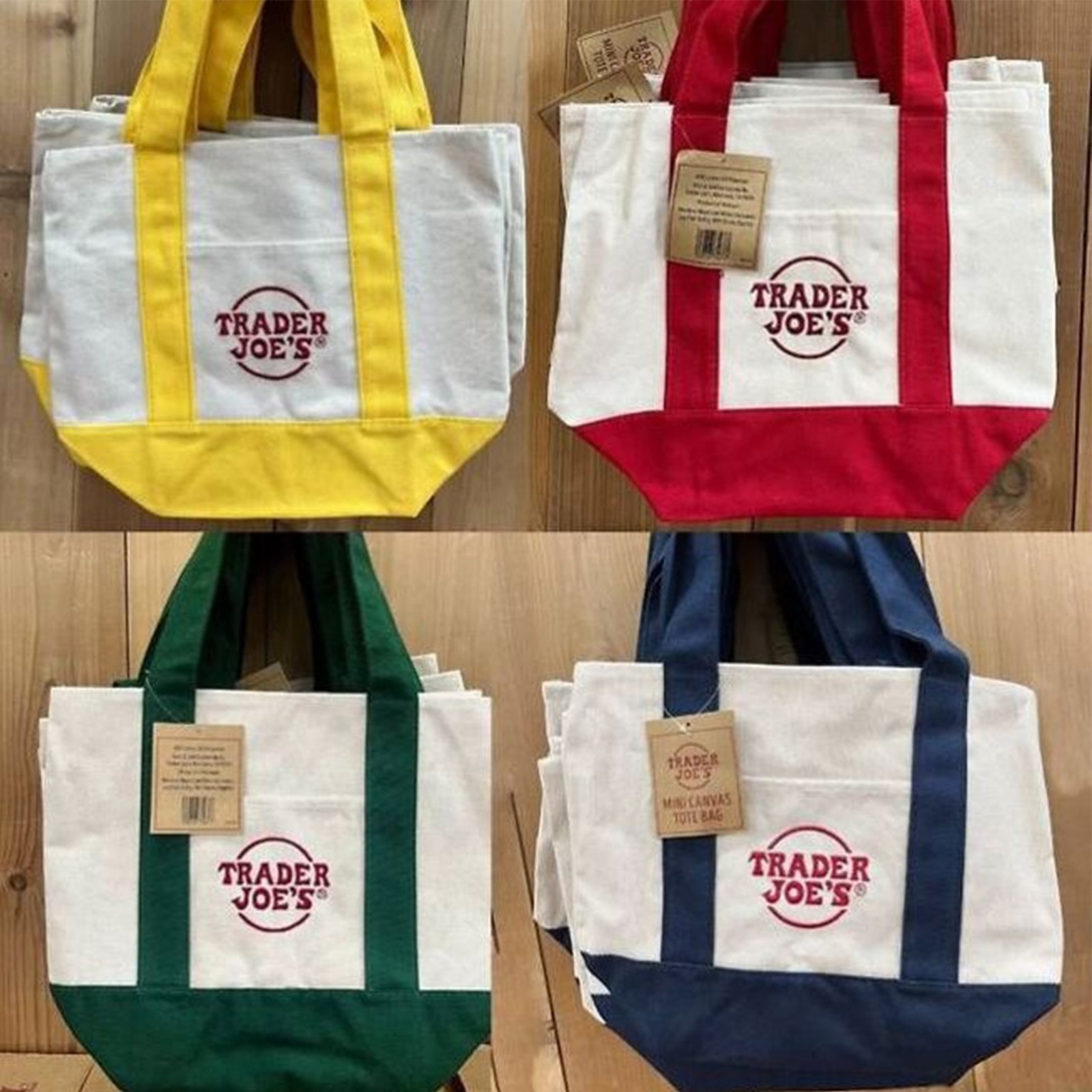 Trader Joe’s Mini Canvas Reusable Tote Bags Colorful Canvas Tote Bag 4 Colors US