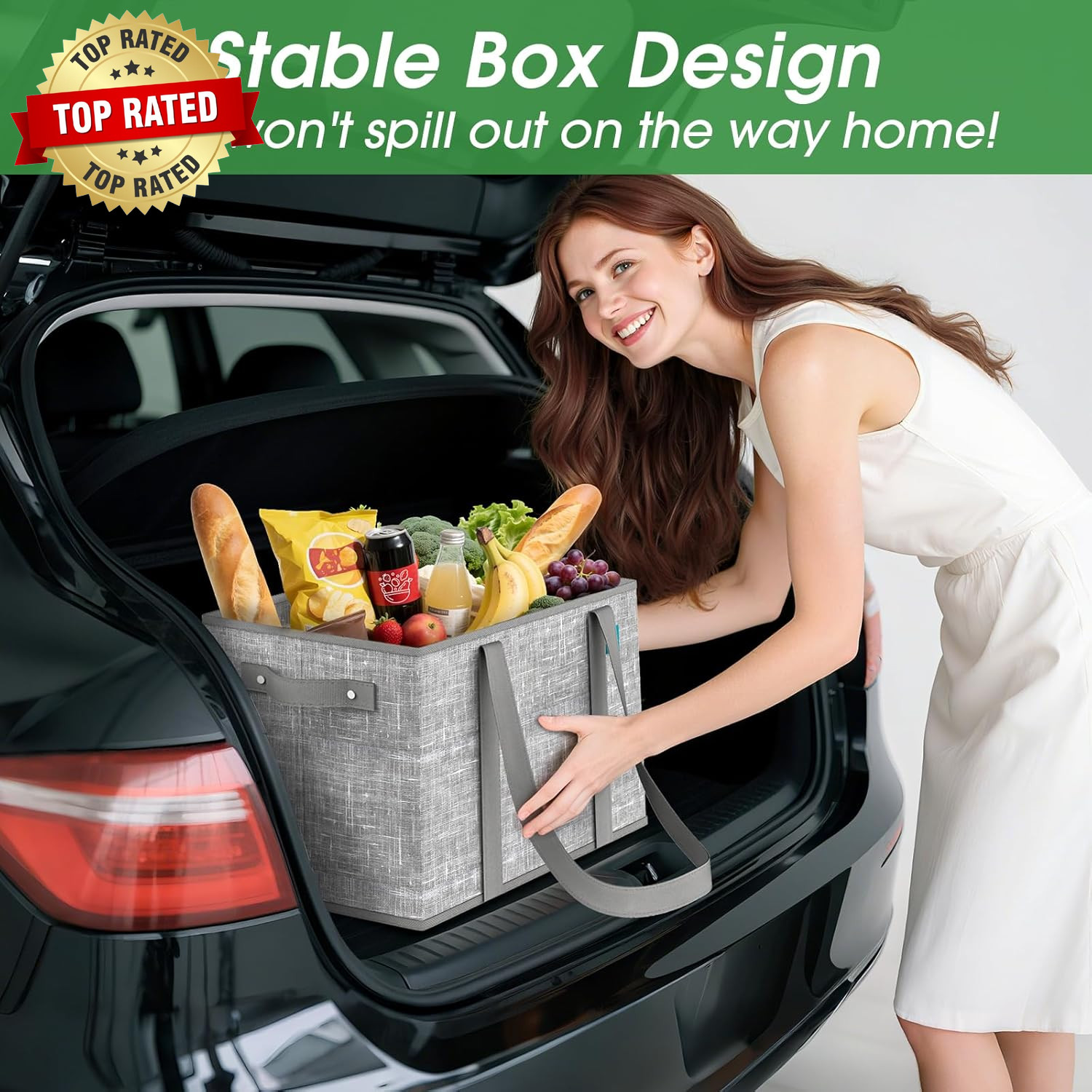 Reusable Grocery Bags Large Foldable Shopping Tote Bags with Reinforced Handles