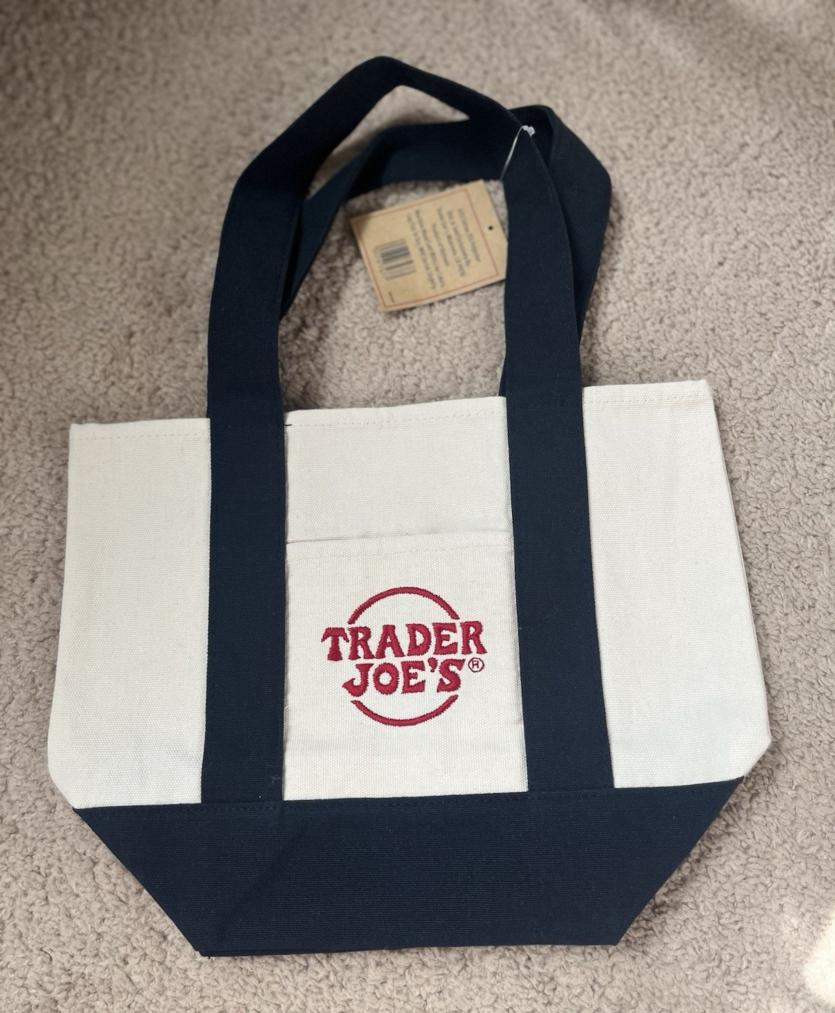 Trader Joe’s Canvas Tote Bag Multicolor Logo, Large 18in x 12in x 15cm