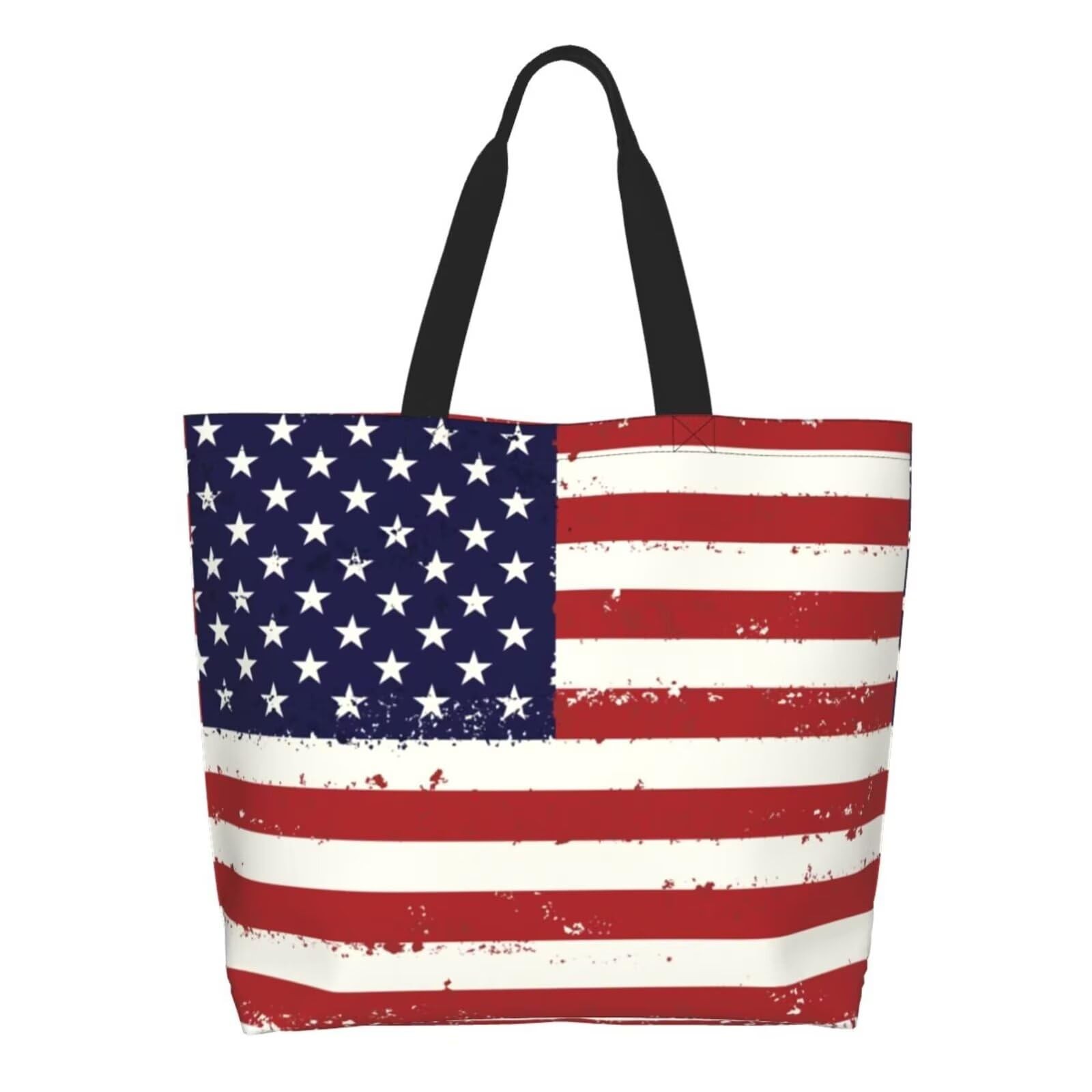 American Flag Tote Bag With Zipper Reusable Large Women 250 Color-02