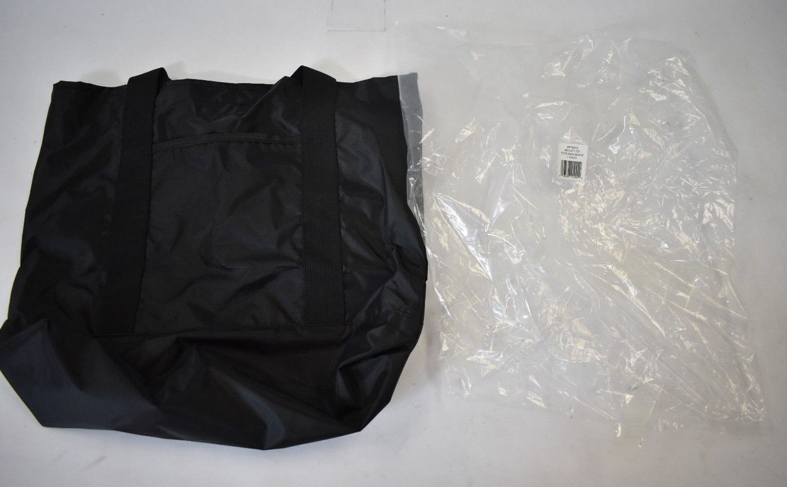 Beauty Ed Tote Bag Black 15″ x 13″ Shopping Grocery Sack PVC Plastic BTB002