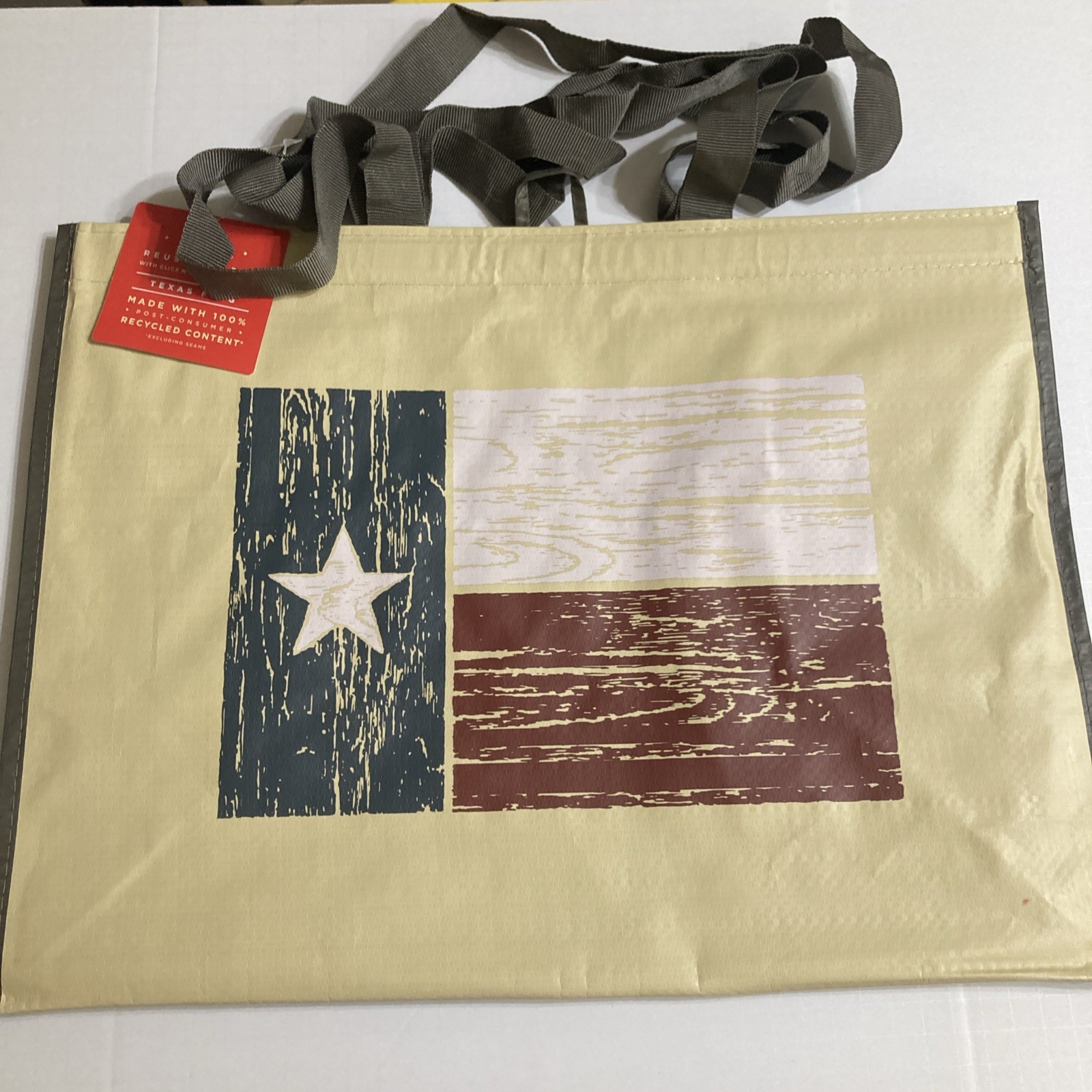 HEB Texas Tote Bag Flag Click and Stay Red White Blue New