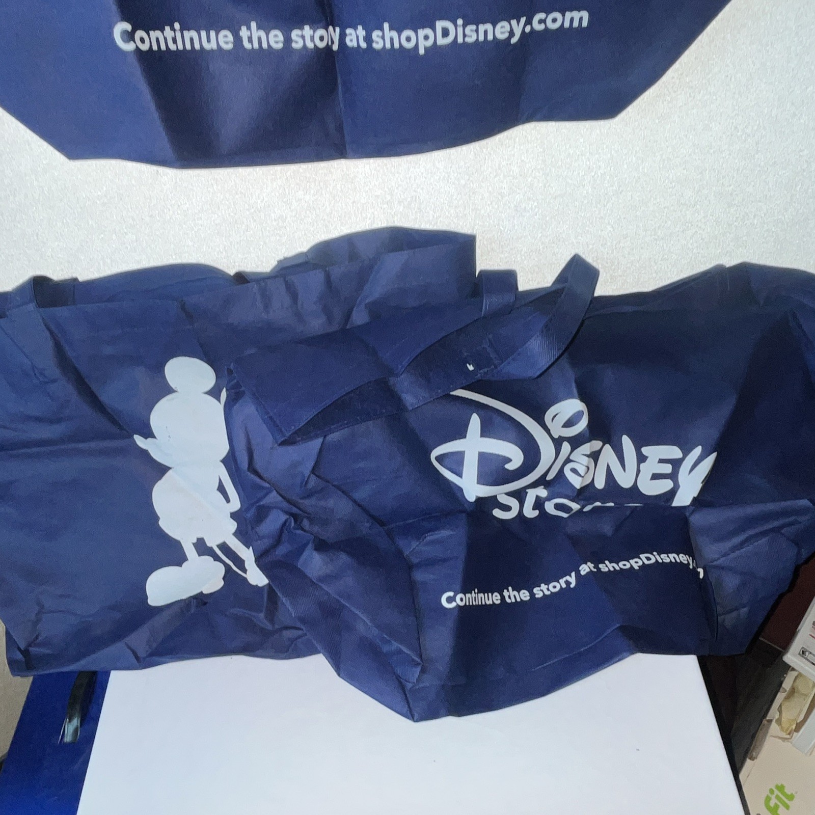 Huge lot of 7 Disney Store Reusable Shopping Bag Blue Mickey Mouse Pattern Tote