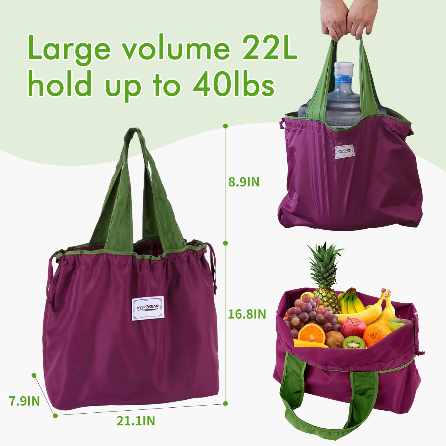 Reusable Grocery Bags, Colorful Shopping Bags,Machine Washable,Foldable,Durable,