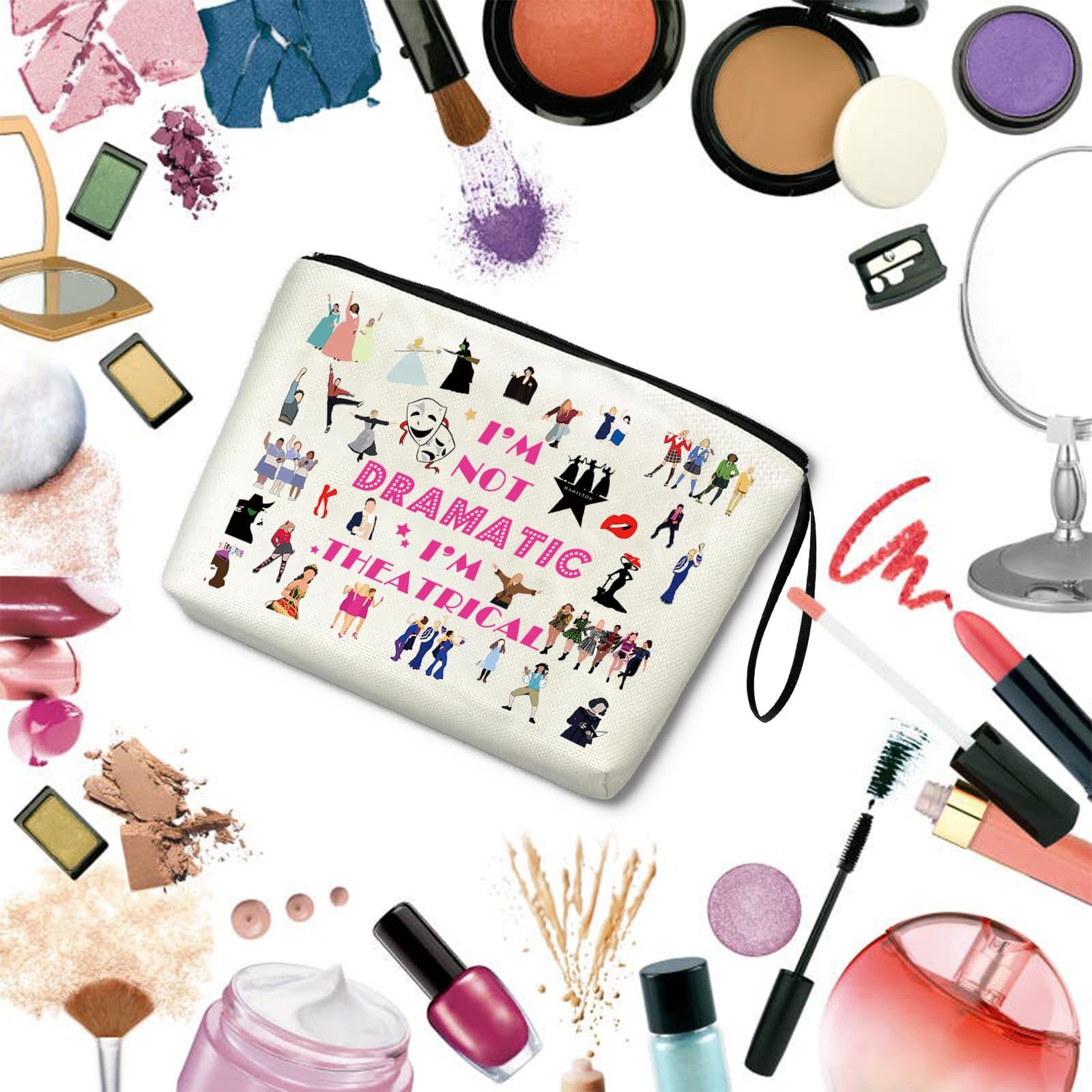 APAKUTA Theater Gifts Makeup Bag Theatre I’m Not Dramatic white