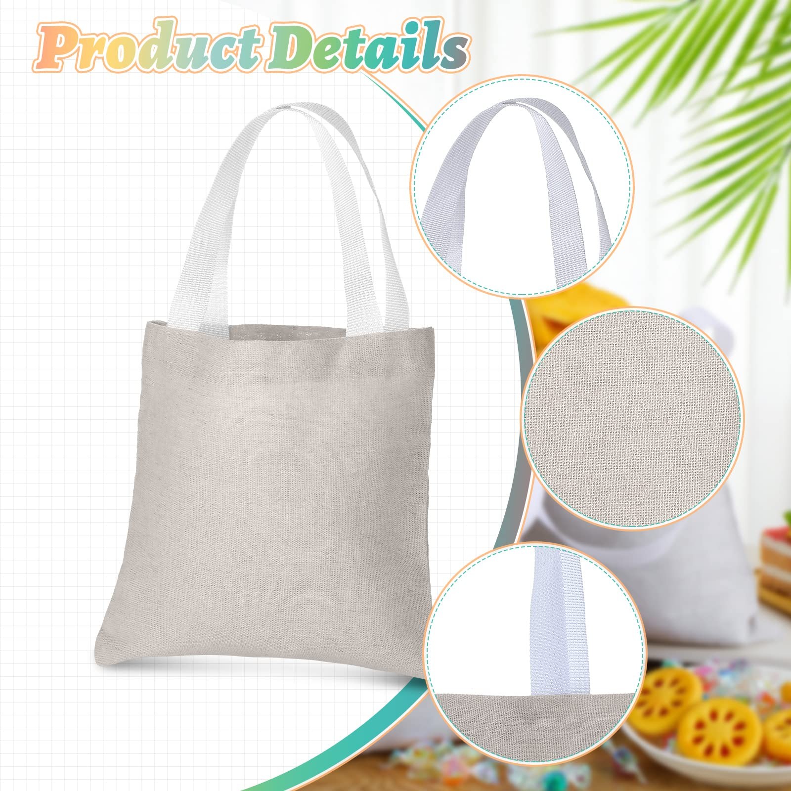 Moukeren 50 Pcs Mini Canvas Tote Bags Bulk 8 x 8 Inch DIY Small Blank Tote Ba…