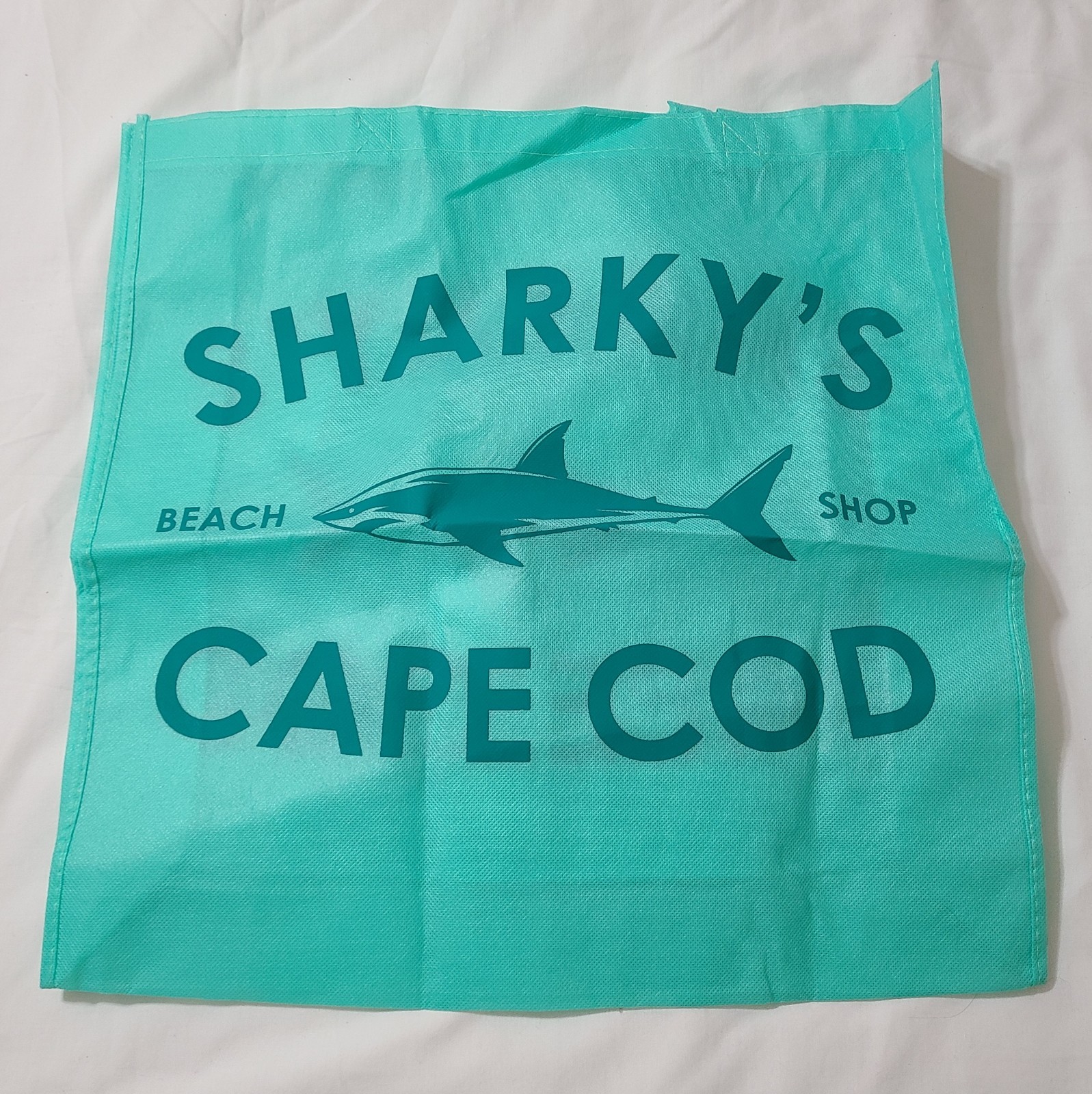 Sharky’s Cape Cod Reusable Tote 17.5″x18″ Teal Beach Coastal Bag Travel Storage