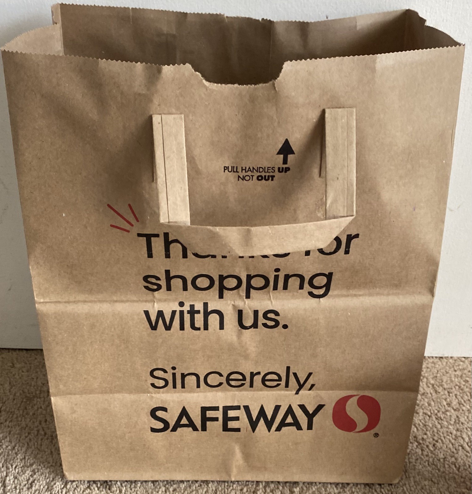 Lot of 25 SAFEWAY Reusable Brown Paper Grocery Bags with Handles Craft Projects