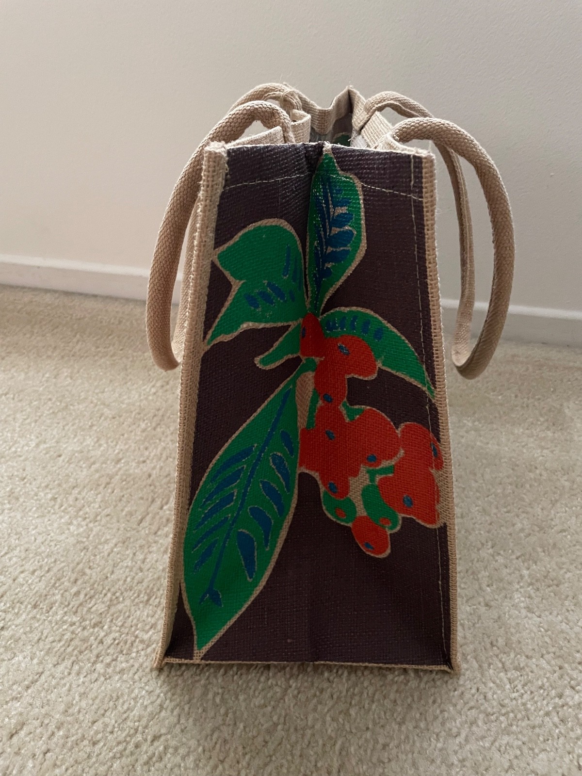 NEW Trader Joe’s Large Burlap Jute Tote – 1967 Coffee Bean Bag – with tag