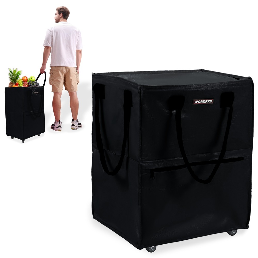 WORKPRO Large Rolling Grocery Bag 36-Gallon Tote with 5 Wheels Extra Storage