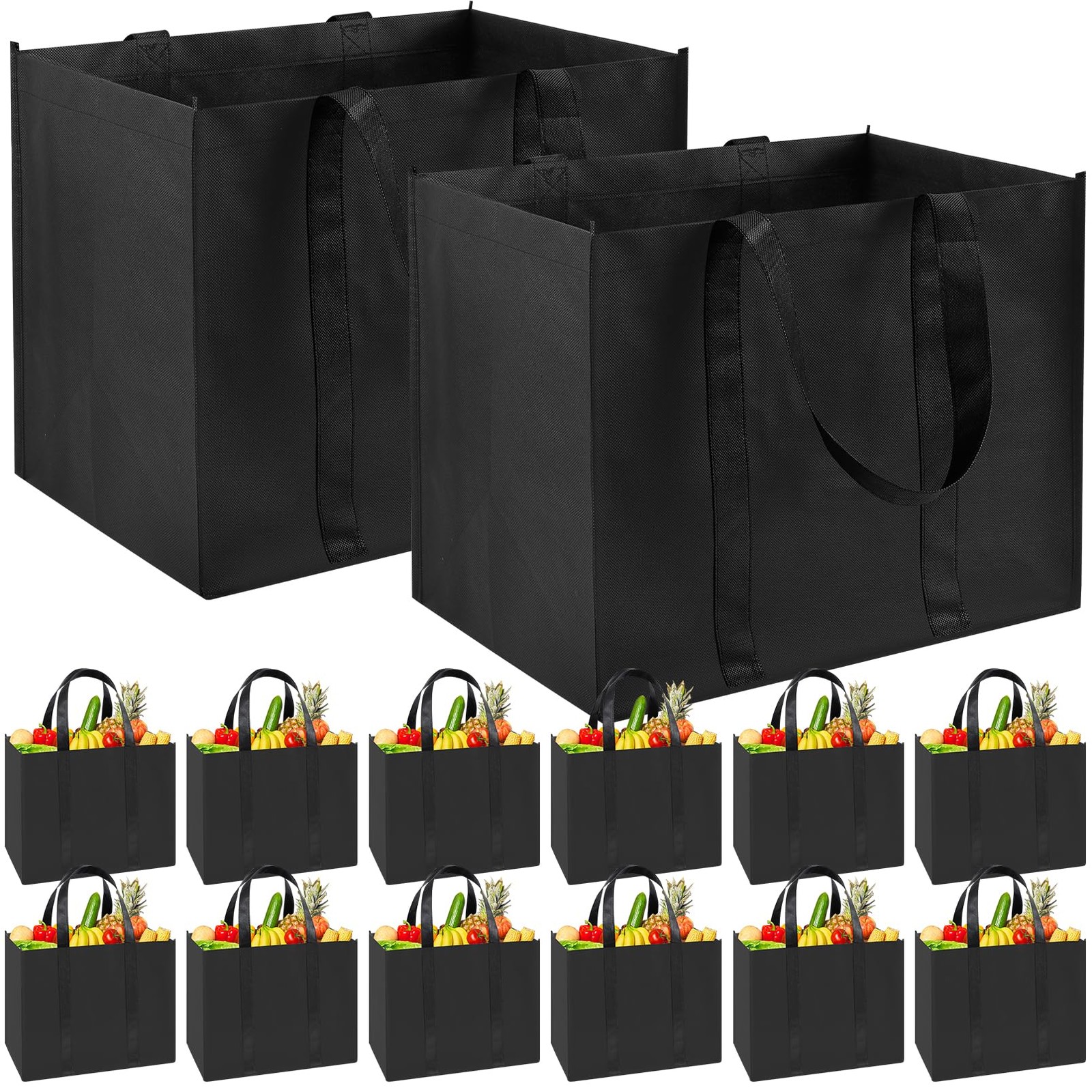 12 Pack Reusable Grocery Bags, Extra Large Foldable Shopping Bags, Heavy Duty…