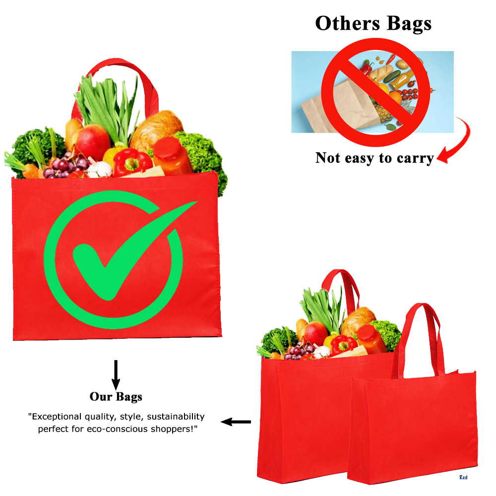 Non-Woven Shopping Bag Reusable Gift/ Promotional Bag Wholesale Red 100 Pack