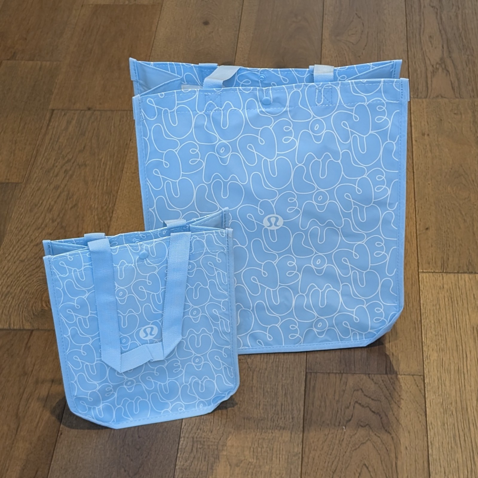 Lululemon Lot of 2 Large Small Shopping Totes Lunch Bags 🩵 Light Blue 🩵 *NEW!*
