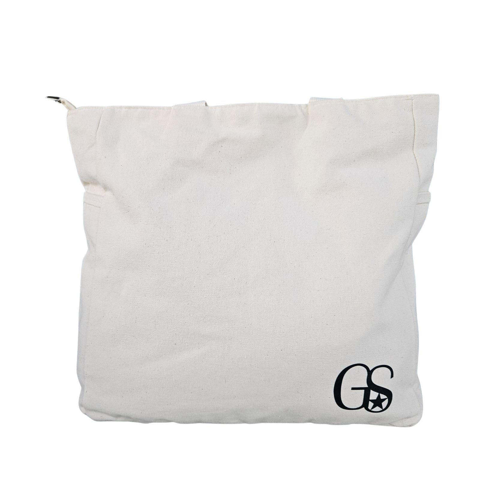 Canvas Grocery Tote Bag – 12oz Heavy Cotton, Zipper Top, Front & Side Pockets…